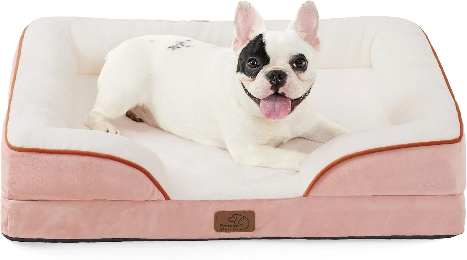 image:imageBedsure Orthopedic XL Dog Bed Extra Large with Removable Washable Cover 42 Classic Comfy Xlarge Dog Couch Sofa Waterproof Cozy Bolster Sides Nonslip Bottom Pet Bed for CatsSenior Dogs GreyPink