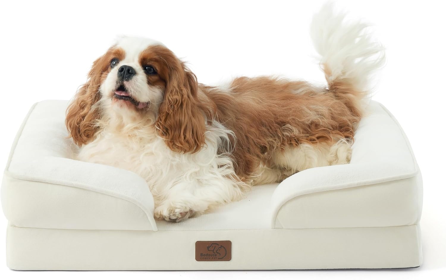 image:imageBedsure Orthopedic XL Dog Bed Extra Large with Removable Washable Cover 42 Classic Comfy Xlarge Dog Couch Sofa Waterproof Cozy Bolster Sides Nonslip Bottom Pet Bed for CatsSenior Dogs GreyBeige