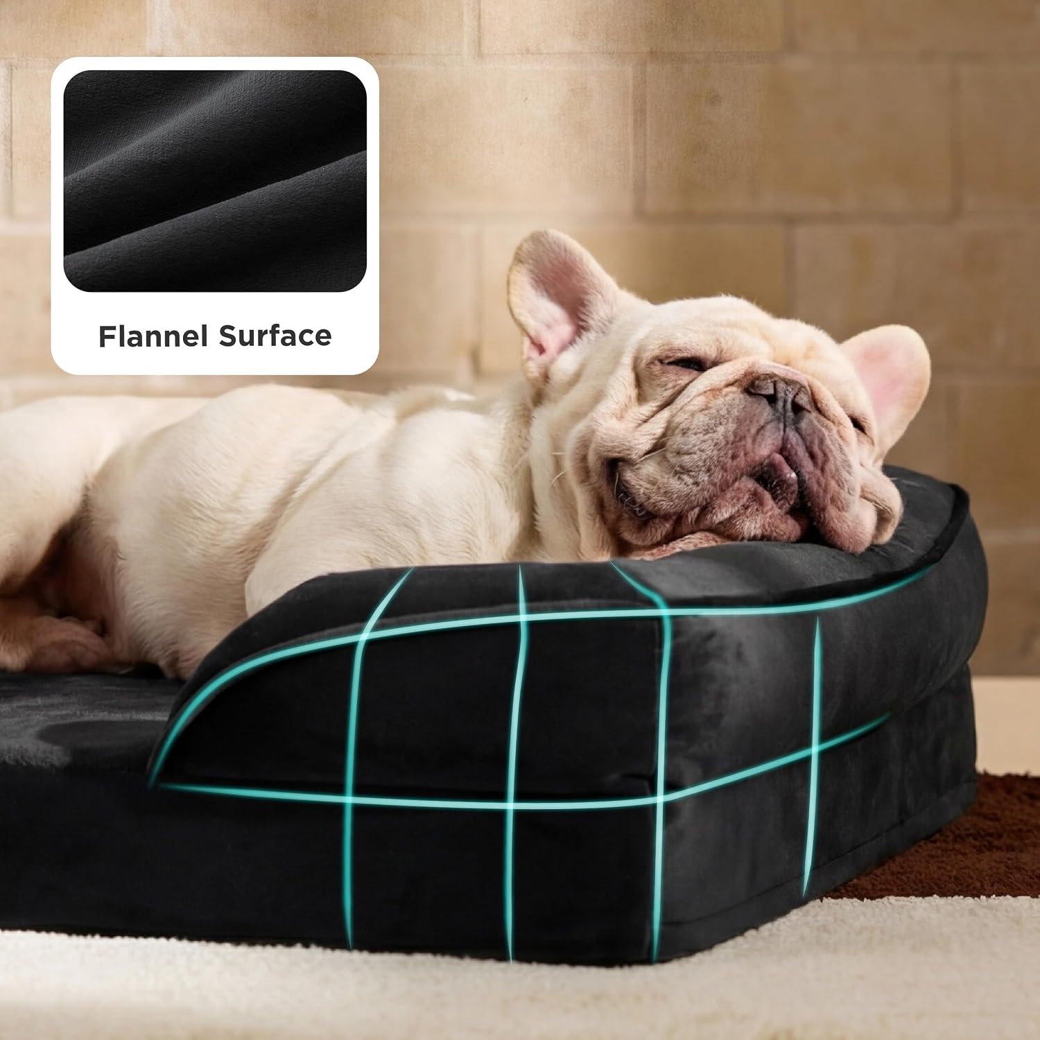 image:imageBedsure Orthopedic XL Dog Bed Extra Large with Removable Washable Cover 42 Classic Comfy Xlarge Dog Couch Sofa Waterproof Cozy Bolster Sides Nonslip Bottom Pet Bed for CatsSenior Dogs GreyBlack