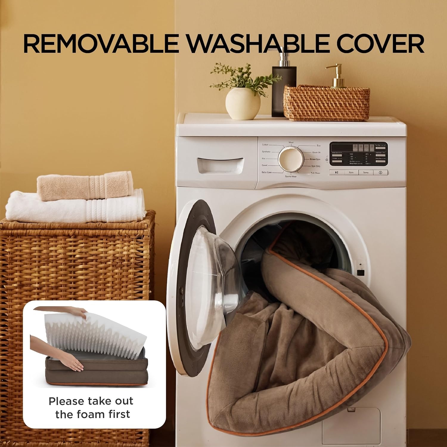 image:imageBedsure Orthopedic XL Dog Bed Extra Large with Removable Washable Cover 42 Classic Comfy Xlarge Dog Couch Sofa Waterproof Cozy Bolster Sides Nonslip Bottom Pet Bed for CatsSenior Dogs GreyBrown