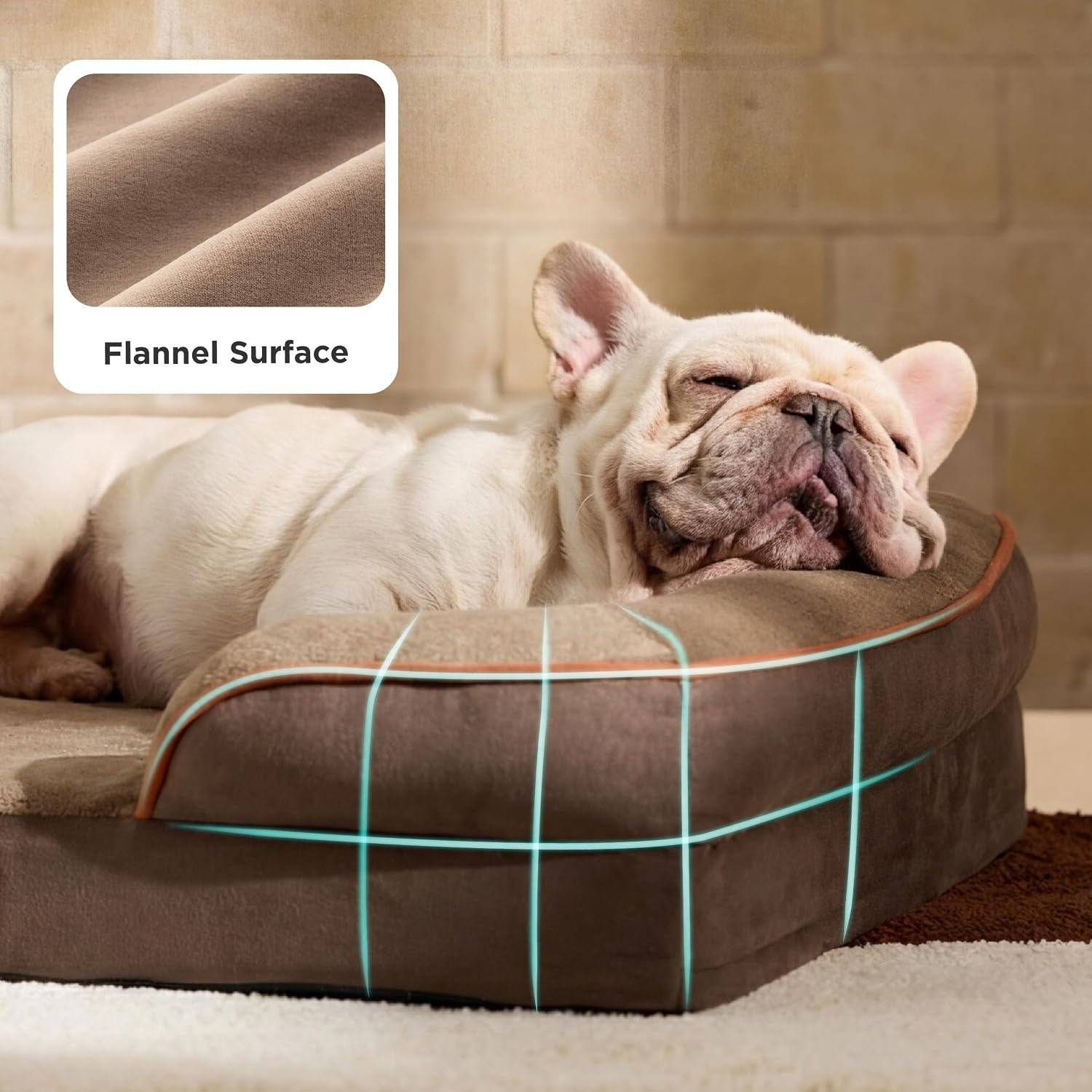 image:imageBedsure Orthopedic XL Dog Bed Extra Large with Removable Washable Cover 42 Classic Comfy Xlarge Dog Couch Sofa Waterproof Cozy Bolster Sides Nonslip Bottom Pet Bed for CatsSenior Dogs GreyBrown