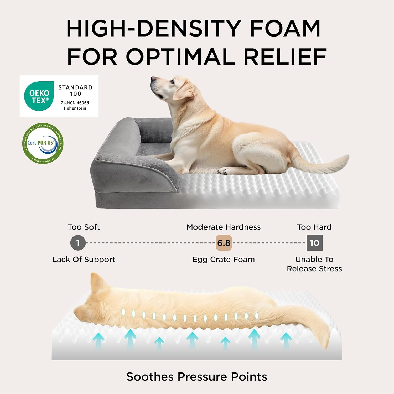 image:imageBedsure Orthopedic XL Dog Bed Extra Large with Removable Washable Cover 42 Classic Comfy Xlarge Dog Couch Sofa Waterproof Cozy Bolster Sides Nonslip Bottom Pet Bed for CatsSenior Dogs GreyPink