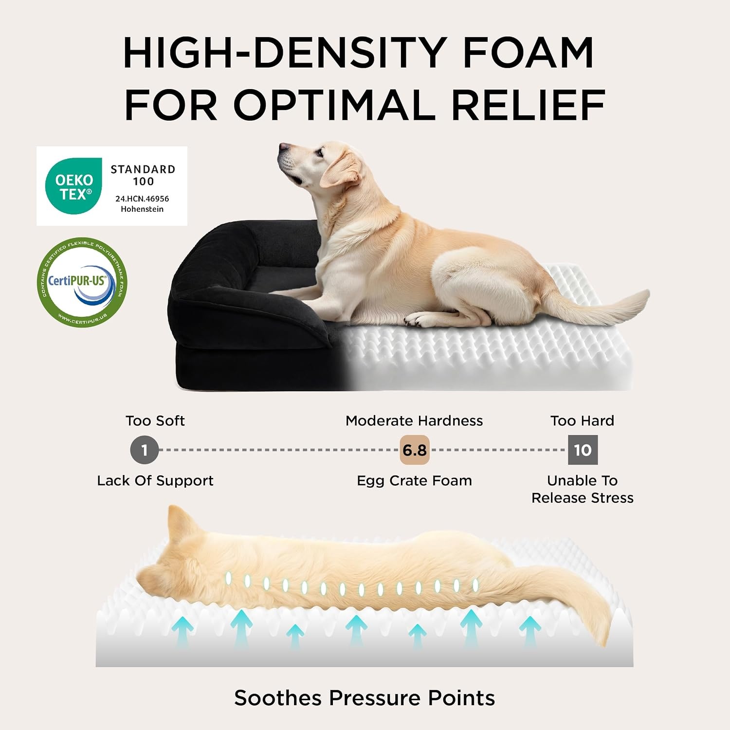 image:imageBedsure Orthopedic XL Dog Bed Extra Large with Removable Washable Cover 42 Classic Comfy Xlarge Dog Couch Sofa Waterproof Cozy Bolster Sides Nonslip Bottom Pet Bed for CatsSenior Dogs GreyBlack