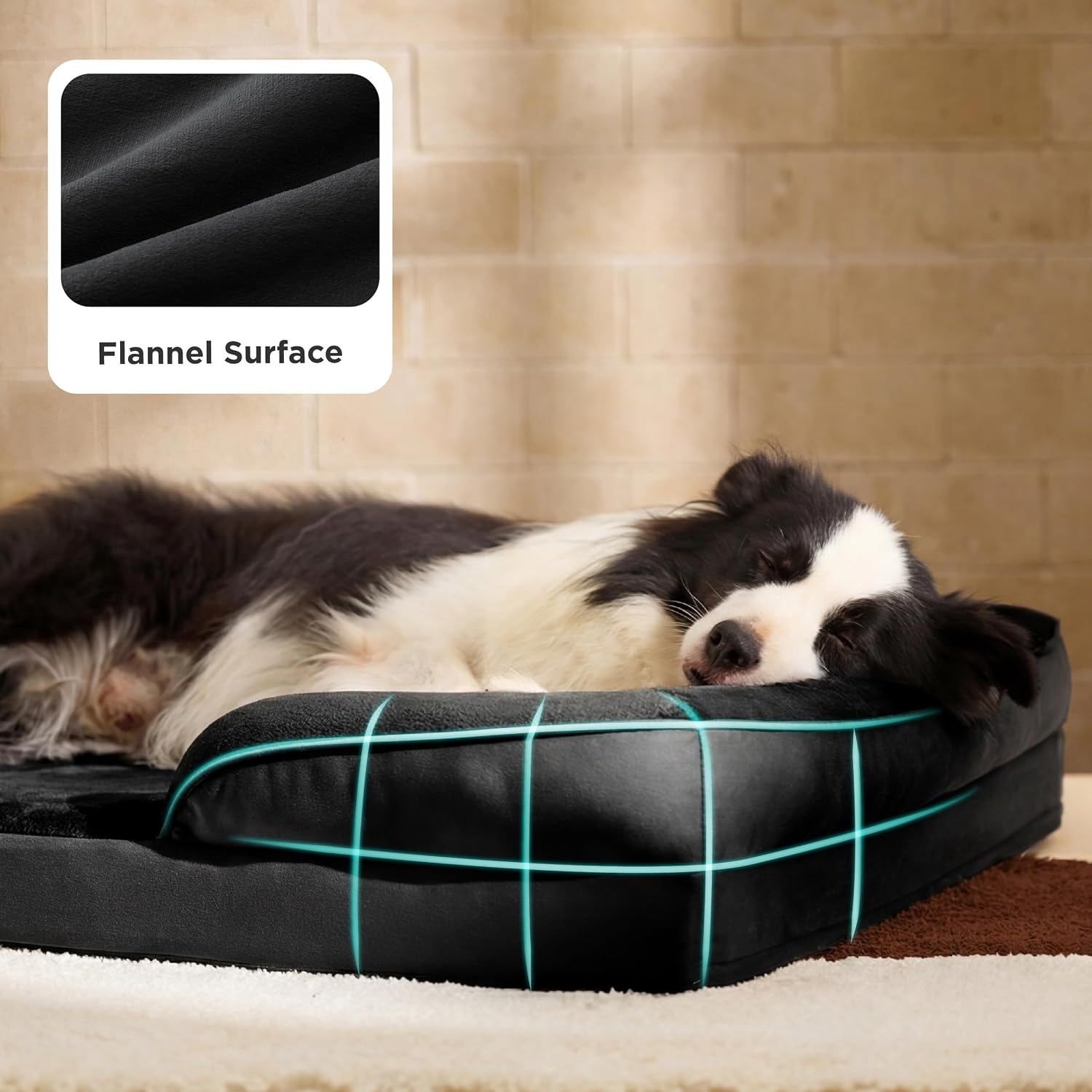 image:imageBedsure Orthopedic XL Dog Bed Extra Large with Removable Washable Cover 42 Classic Comfy Xlarge Dog Couch Sofa Waterproof Cozy Bolster Sides Nonslip Bottom Pet Bed for CatsSenior Dogs GreyBlack