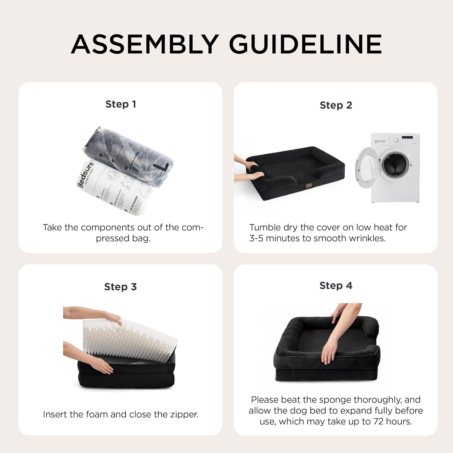 image:imageBedsure Orthopedic XL Dog Bed Extra Large with Removable Washable Cover 42 Classic Comfy Xlarge Dog Couch Sofa Waterproof Cozy Bolster Sides Nonslip Bottom Pet Bed for CatsSenior Dogs GreyBlack