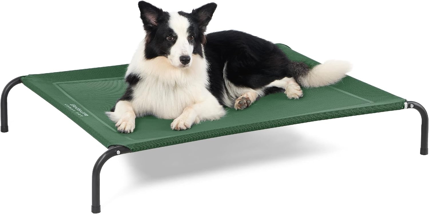 image:imageBedsure Outdoor Elevated Cooling Dog Bed Medium Size Dog 43in Terracotta Portable Raised Camping Pet Cot HammockBreathable Teslin MeshWeather ResistantFor Medium Pet Up to 65 lbsEasy to AssembleGreen