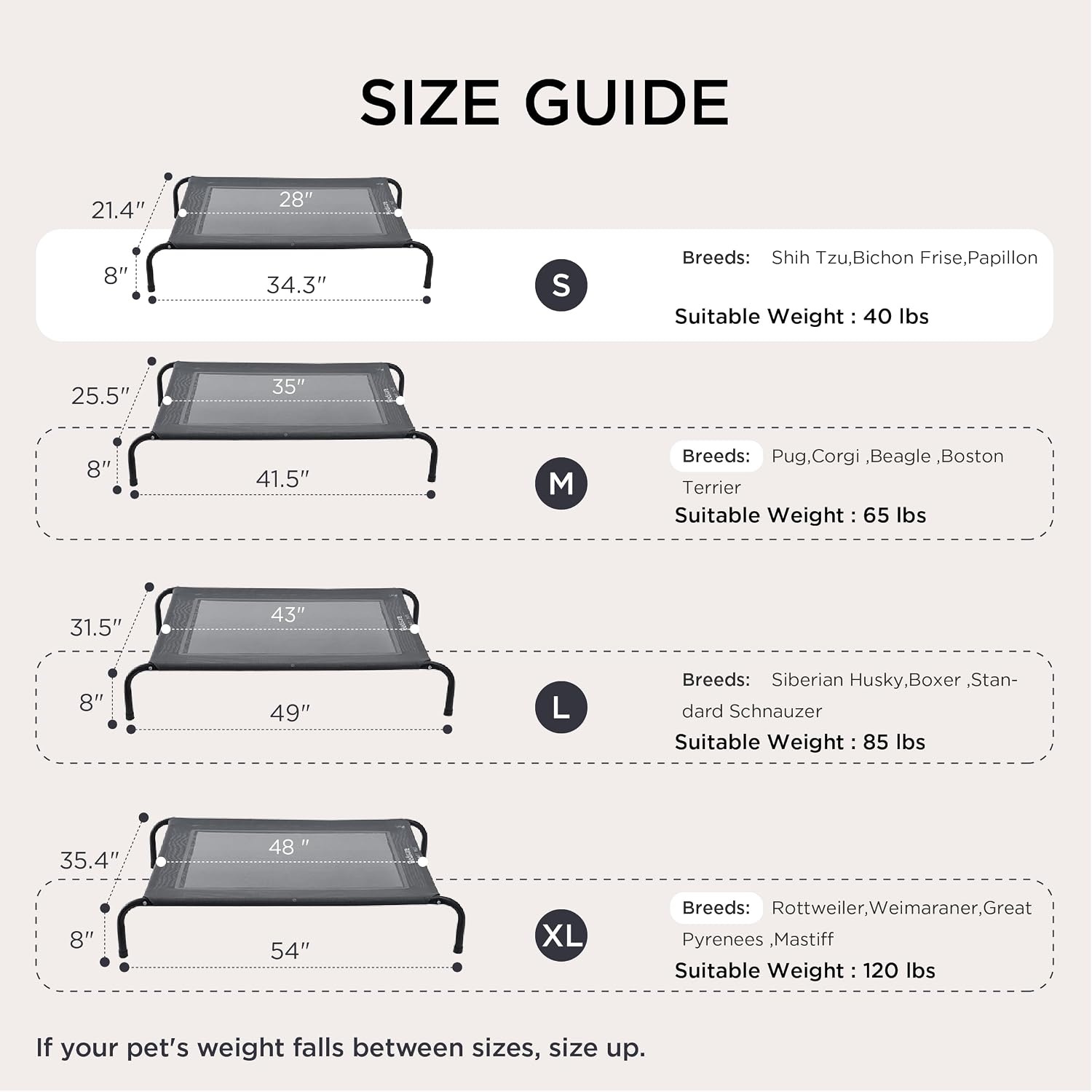 image:imageBedsure Outdoor Elevated Cooling Dog Bed Medium Size Dog 43in Terracotta Portable Raised Camping Pet Cot HammockBreathable Teslin MeshWeather ResistantFor Medium Pet Up to 65 lbsEasy to AssembleGrey