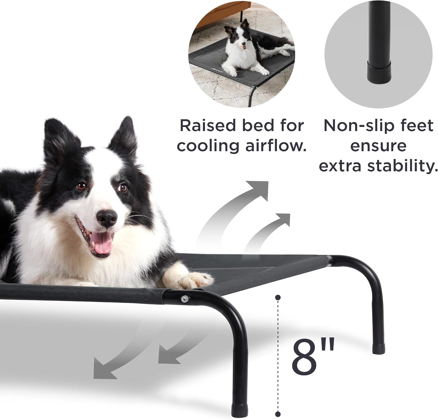 image:imageBedsure Outdoor Elevated Cooling Dog Bed Medium Size Dog 43in Terracotta Portable Raised Camping Pet Cot HammockBreathable Teslin MeshWeather ResistantFor Medium Pet Up to 65 lbsEasy to AssembleBlack