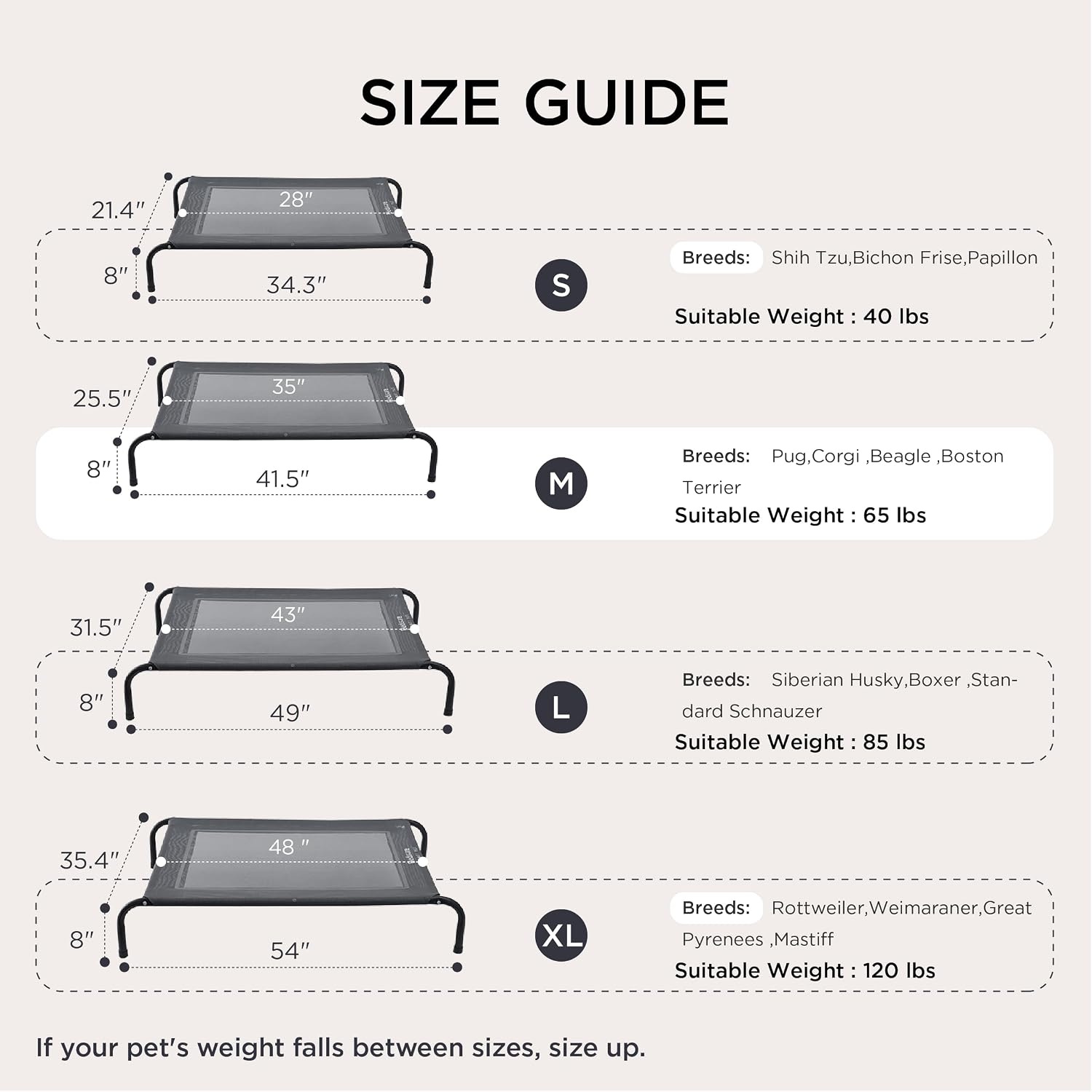 image:imageBedsure Outdoor Elevated Cooling Dog Bed Medium Size Dog 43in Terracotta Portable Raised Camping Pet Cot HammockBreathable Teslin MeshWeather ResistantFor Medium Pet Up to 65 lbsEasy to AssembleGrey