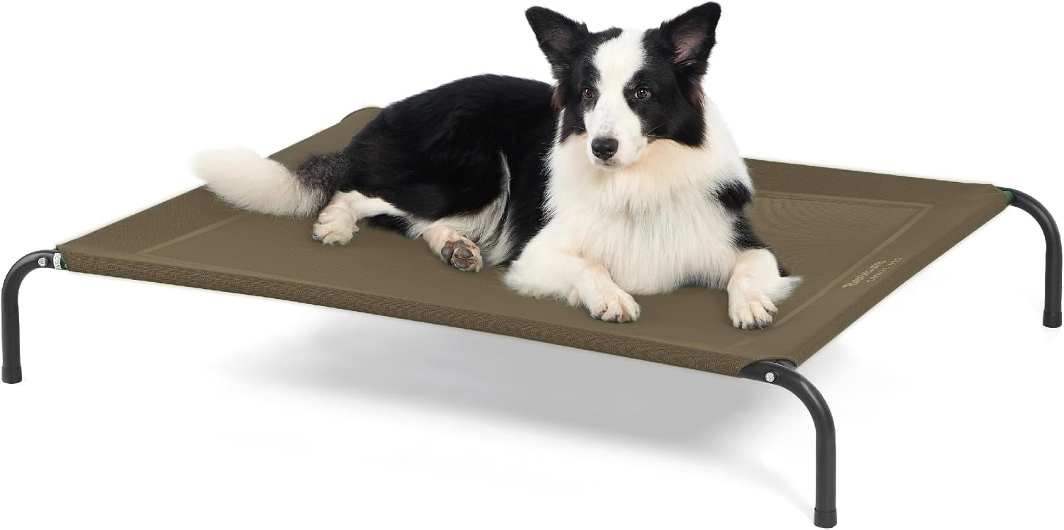 image:imageBedsure Outdoor Elevated Cooling Dog Bed Medium Size Dog 43in Terracotta Portable Raised Camping Pet Cot HammockBreathable Teslin MeshWeather ResistantFor Medium Pet Up to 65 lbsEasy to AssembleBrown