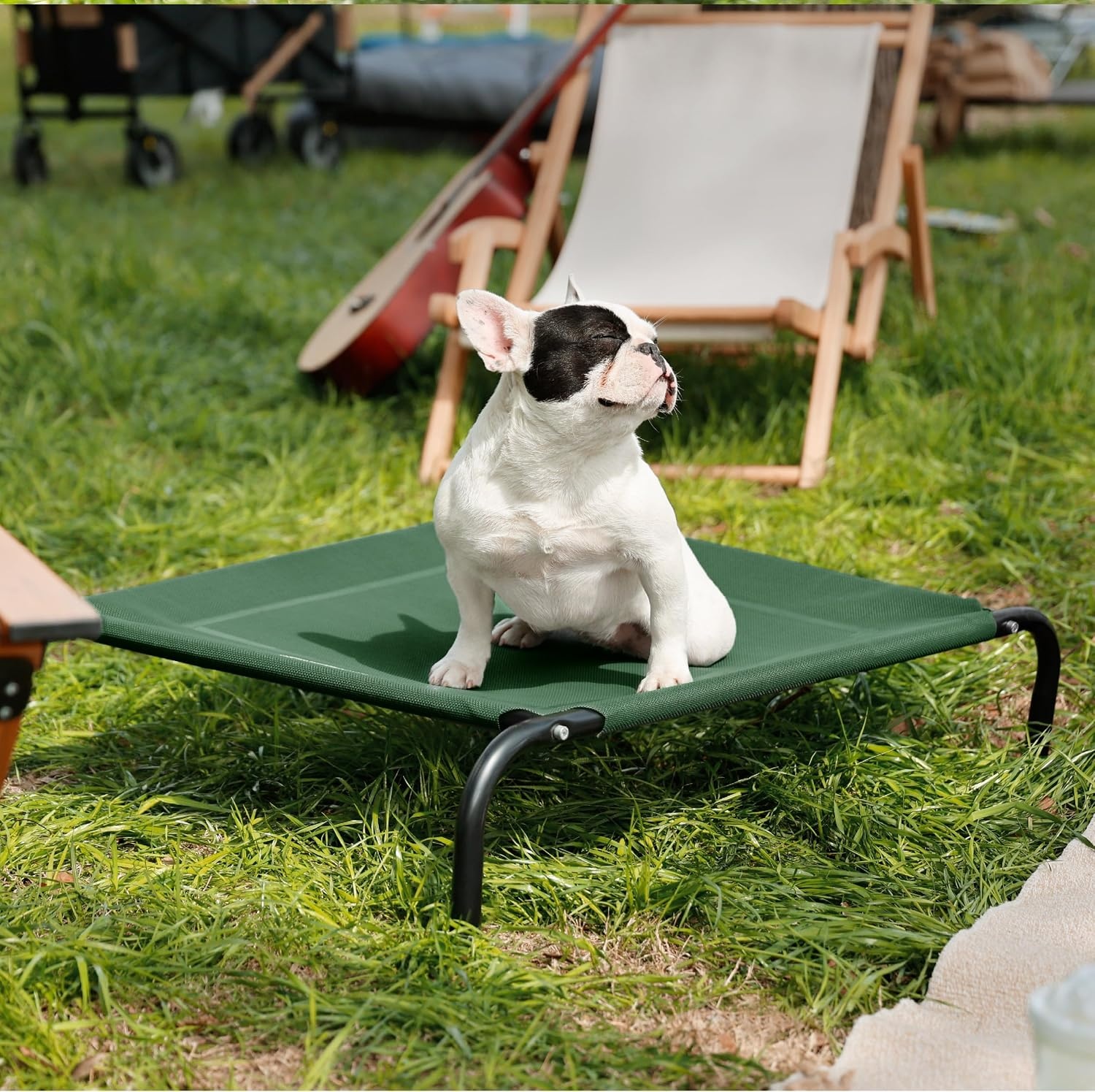 image:imageBedsure Outdoor Elevated Cooling Dog Bed Medium Size Dog 43in Terracotta Portable Raised Camping Pet Cot HammockBreathable Teslin MeshWeather ResistantFor Medium Pet Up to 65 lbsEasy to AssembleGreen