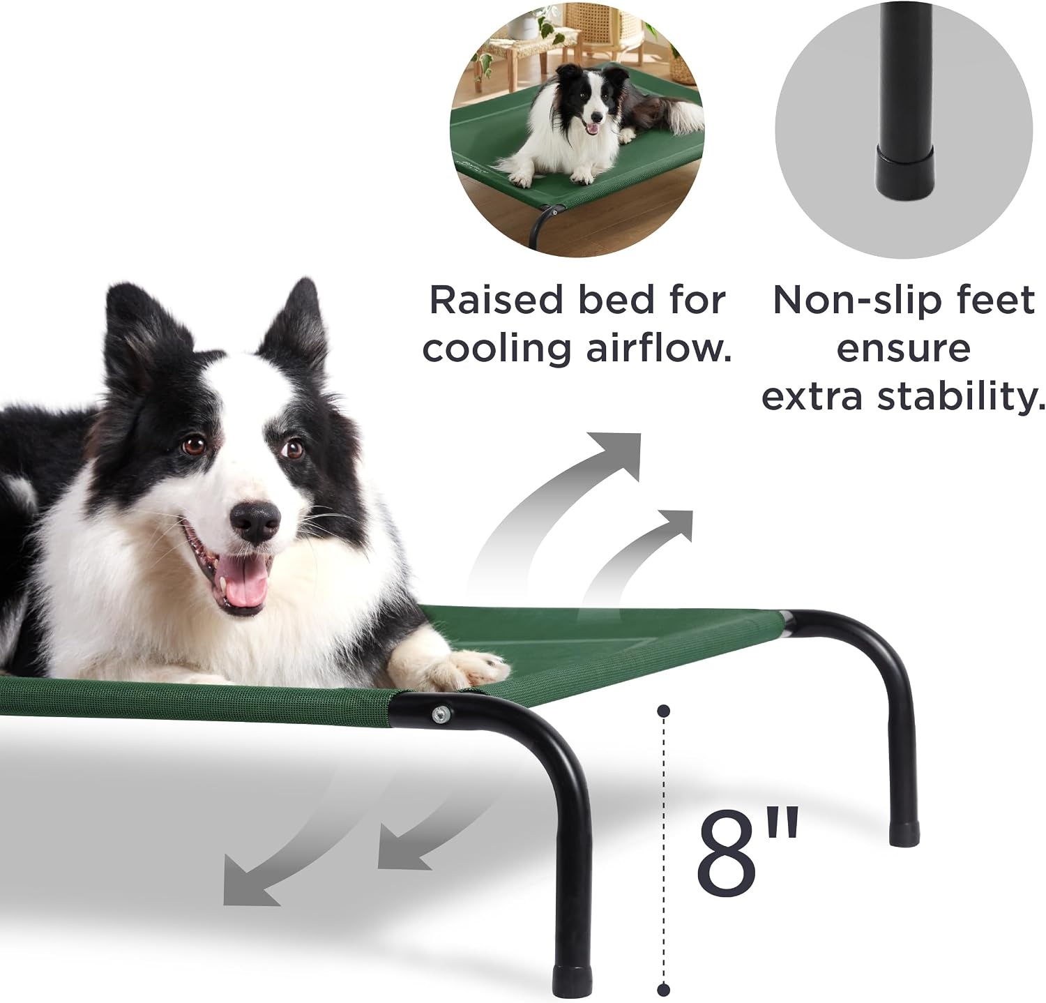 image:imageBedsure Outdoor Elevated Cooling Dog Bed Medium Size Dog 43in Terracotta Portable Raised Camping Pet Cot HammockBreathable Teslin MeshWeather ResistantFor Medium Pet Up to 65 lbsEasy to AssembleGreen