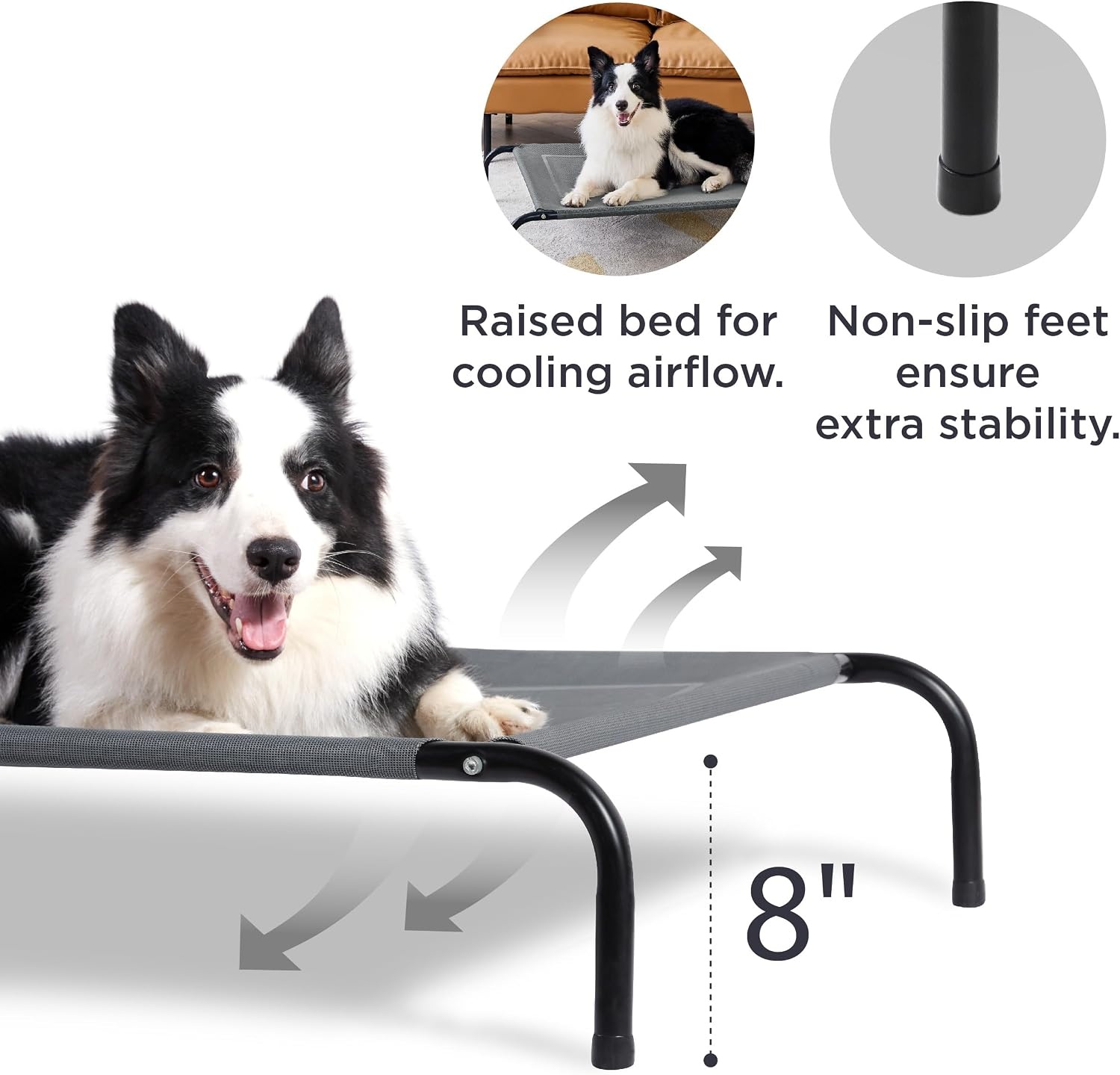 image:imageBedsure Outdoor Elevated Cooling Dog Bed Medium Size Dog 43in Terracotta Portable Raised Camping Pet Cot HammockBreathable Teslin MeshWeather ResistantFor Medium Pet Up to 65 lbsEasy to AssembleGrey