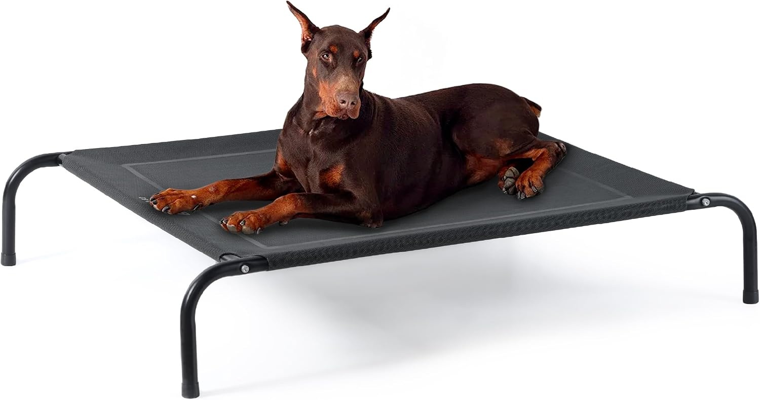image:imageBedsure Outdoor Elevated Cooling Dog Bed Medium Size Dog 43in Terracotta Portable Raised Camping Pet Cot HammockBreathable Teslin MeshWeather ResistantFor Medium Pet Up to 65 lbsEasy to AssembleBlack
