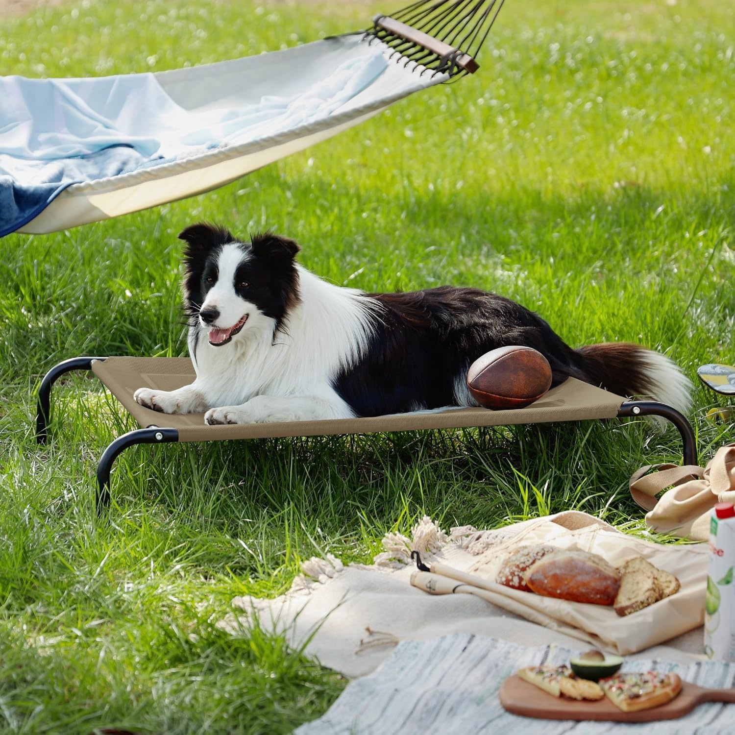 image:imageBedsure Outdoor Elevated Cooling Dog Bed Medium Size Dog 43in Terracotta Portable Raised Camping Pet Cot HammockBreathable Teslin MeshWeather ResistantFor Medium Pet Up to 65 lbsEasy to AssembleBrown