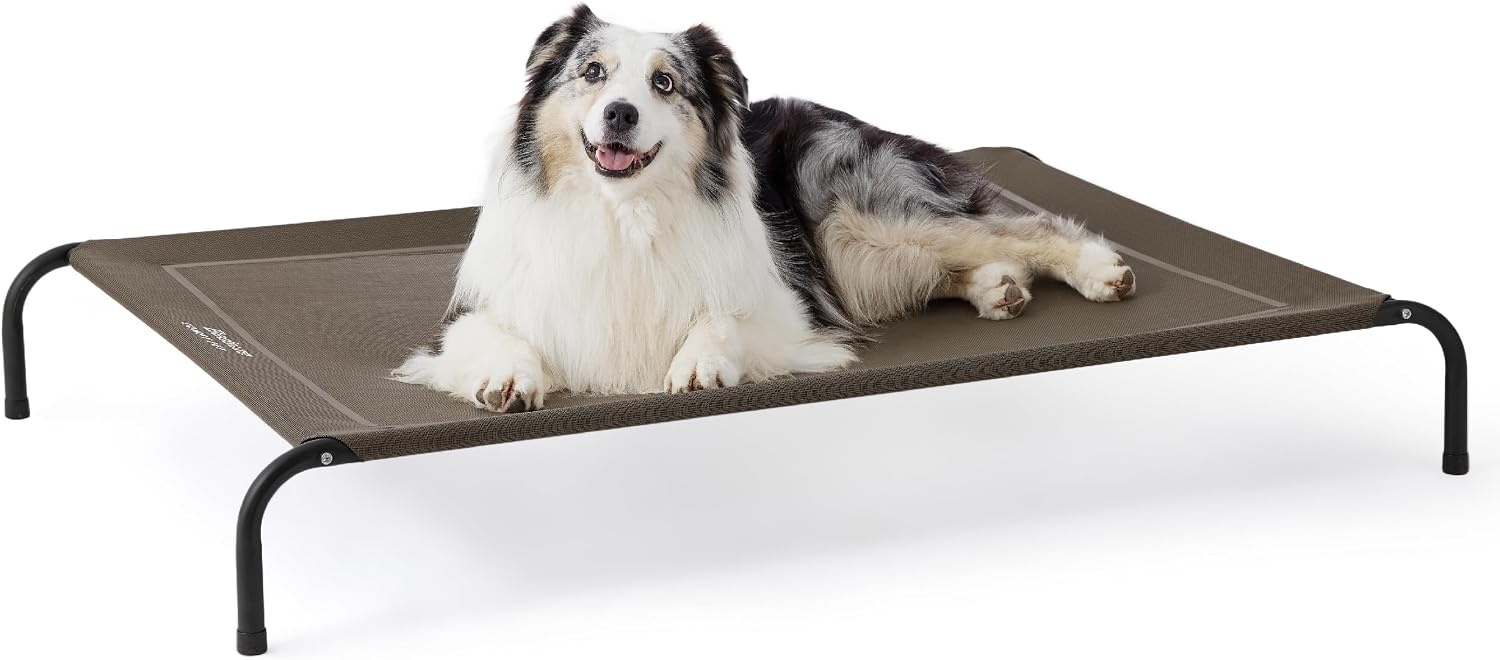 image:imageBedsure Outdoor Elevated Cooling Dog Bed Medium Size Dog 43in Terracotta Portable Raised Camping Pet Cot HammockBreathable Teslin MeshWeather ResistantFor Medium Pet Up to 65 lbsEasy to AssembleBrown