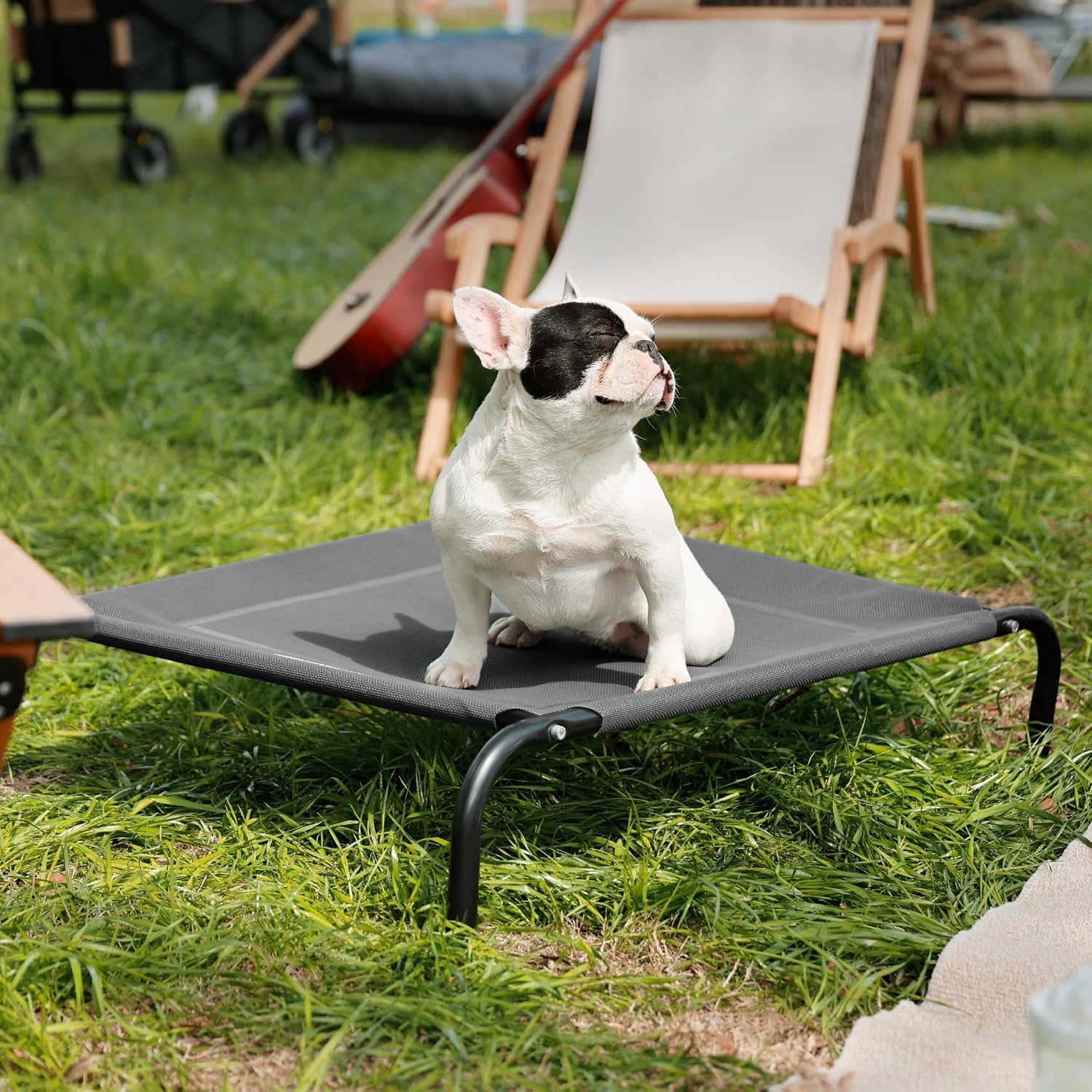 image:imageBedsure Outdoor Elevated Cooling Dog Bed Medium Size Dog 43in Terracotta Portable Raised Camping Pet Cot HammockBreathable Teslin MeshWeather ResistantFor Medium Pet Up to 65 lbsEasy to AssembleGrey