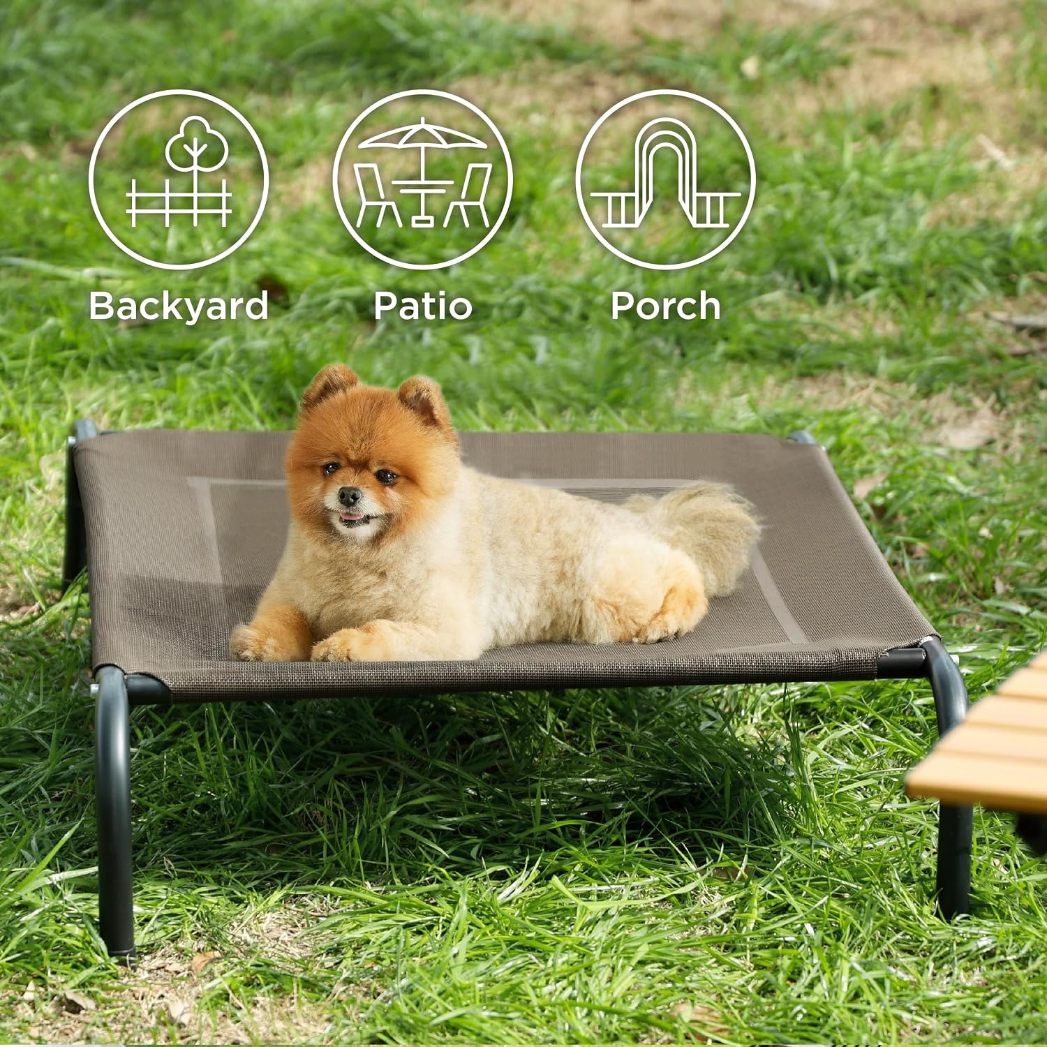 image:imageBedsure Outdoor Elevated Cooling Dog Bed Medium Size Dog 43in Terracotta Portable Raised Camping Pet Cot HammockBreathable Teslin MeshWeather ResistantFor Medium Pet Up to 65 lbsEasy to AssembleBrown