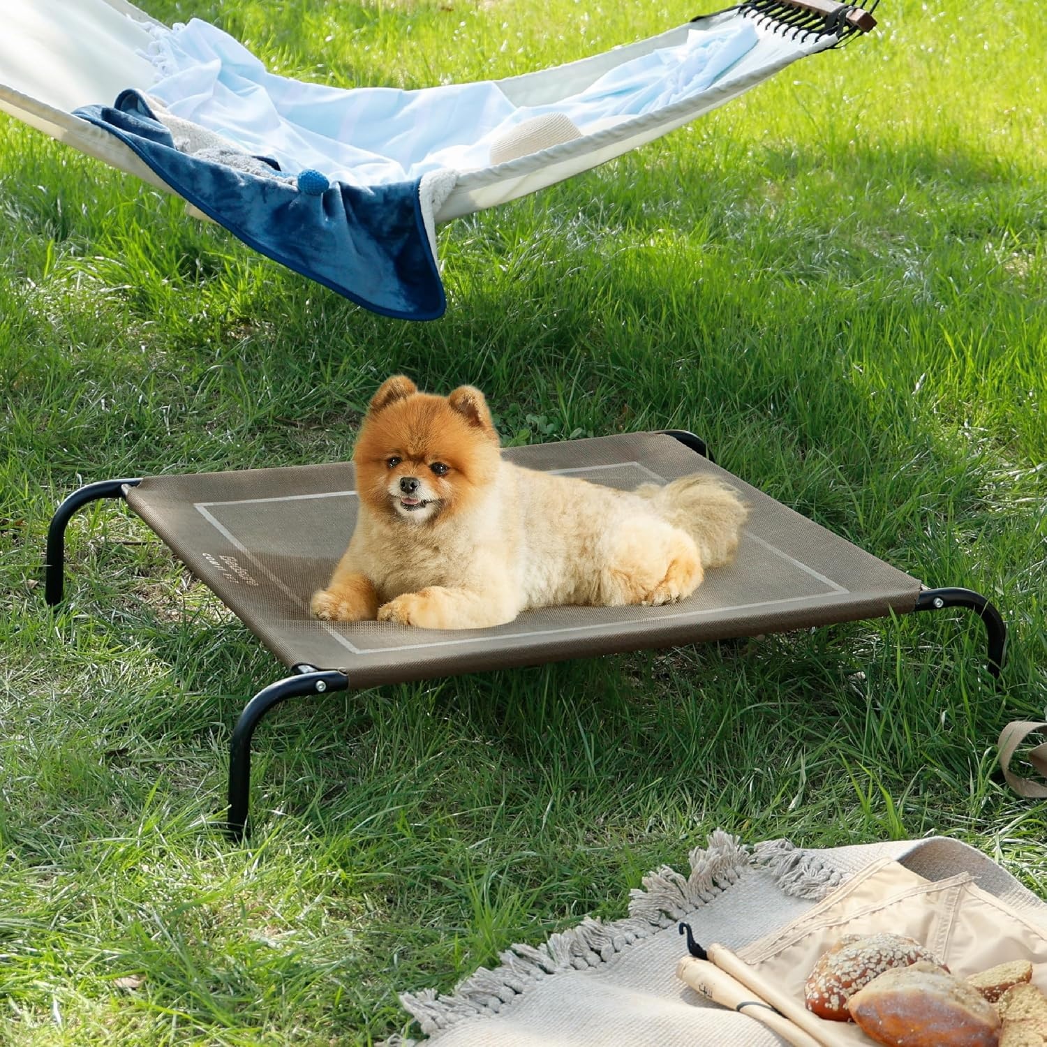 image:imageBedsure Outdoor Elevated Cooling Dog Bed Medium Size Dog 43in Terracotta Portable Raised Camping Pet Cot HammockBreathable Teslin MeshWeather ResistantFor Medium Pet Up to 65 lbsEasy to AssembleBrown