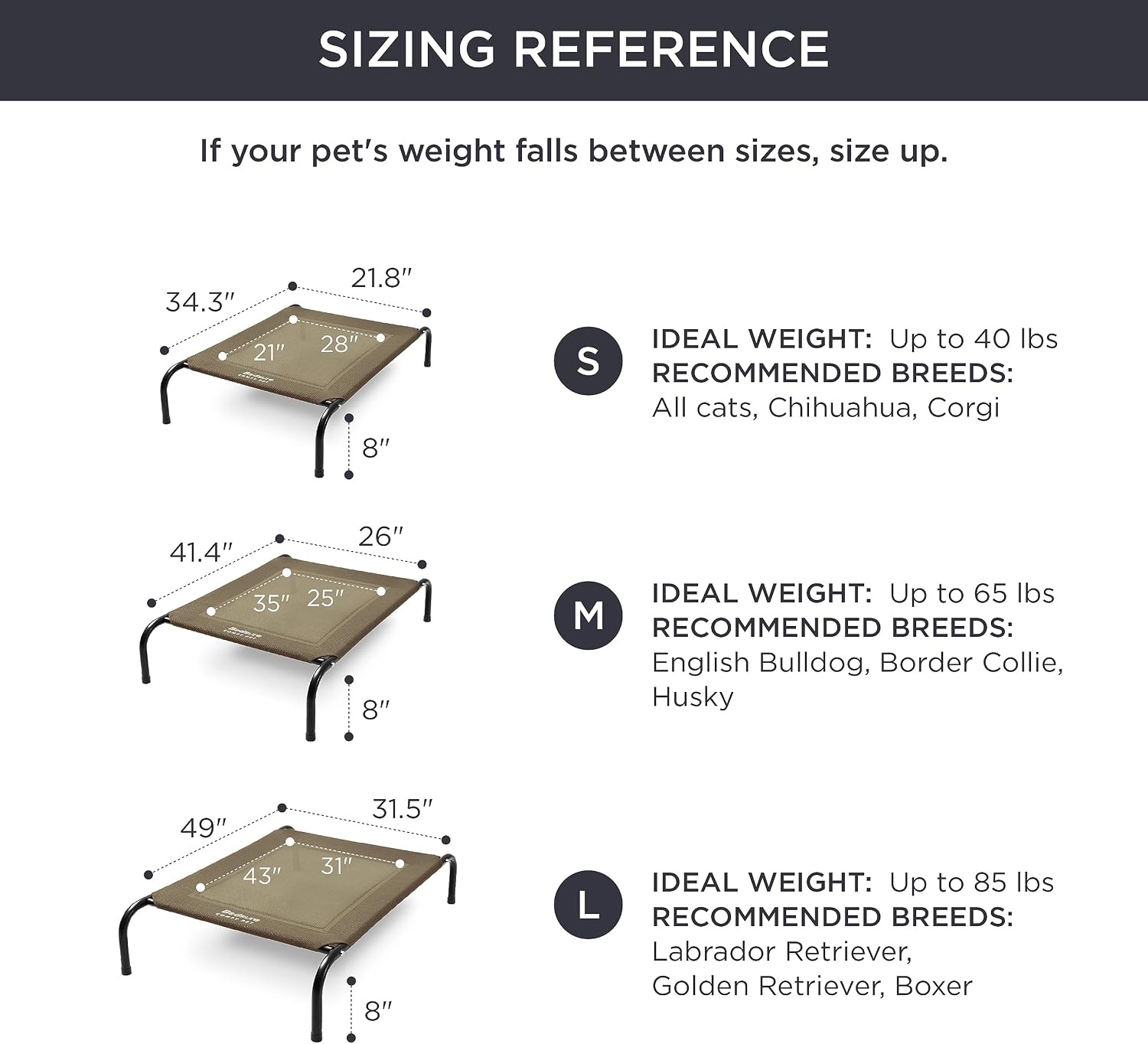 image:imageBedsure Outdoor Elevated Cooling Dog Bed Medium Size Dog 43in Terracotta Portable Raised Camping Pet Cot HammockBreathable Teslin MeshWeather ResistantFor Medium Pet Up to 65 lbsEasy to AssembleBrown