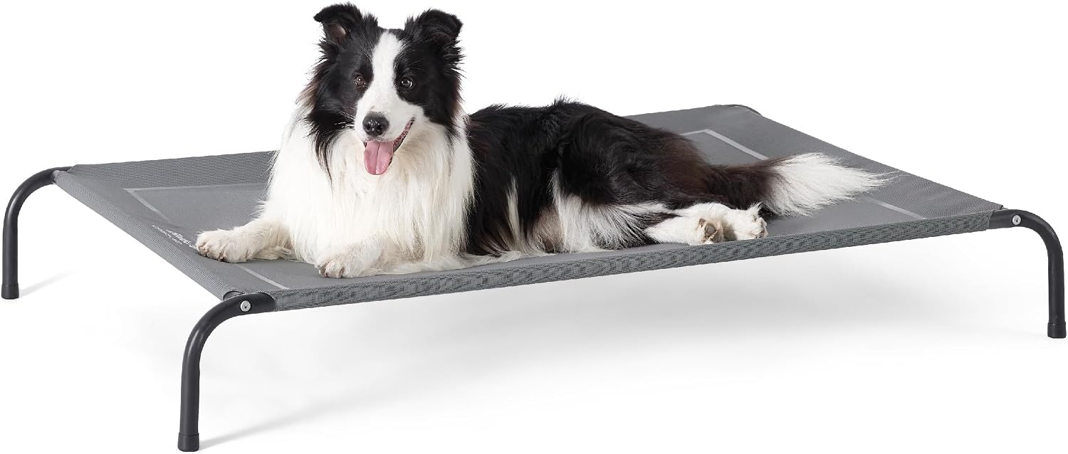 image:imageBedsure Outdoor Elevated Cooling Dog Bed Medium Size Dog 43in Terracotta Portable Raised Camping Pet Cot HammockBreathable Teslin MeshWeather ResistantFor Medium Pet Up to 65 lbsEasy to AssembleGrey