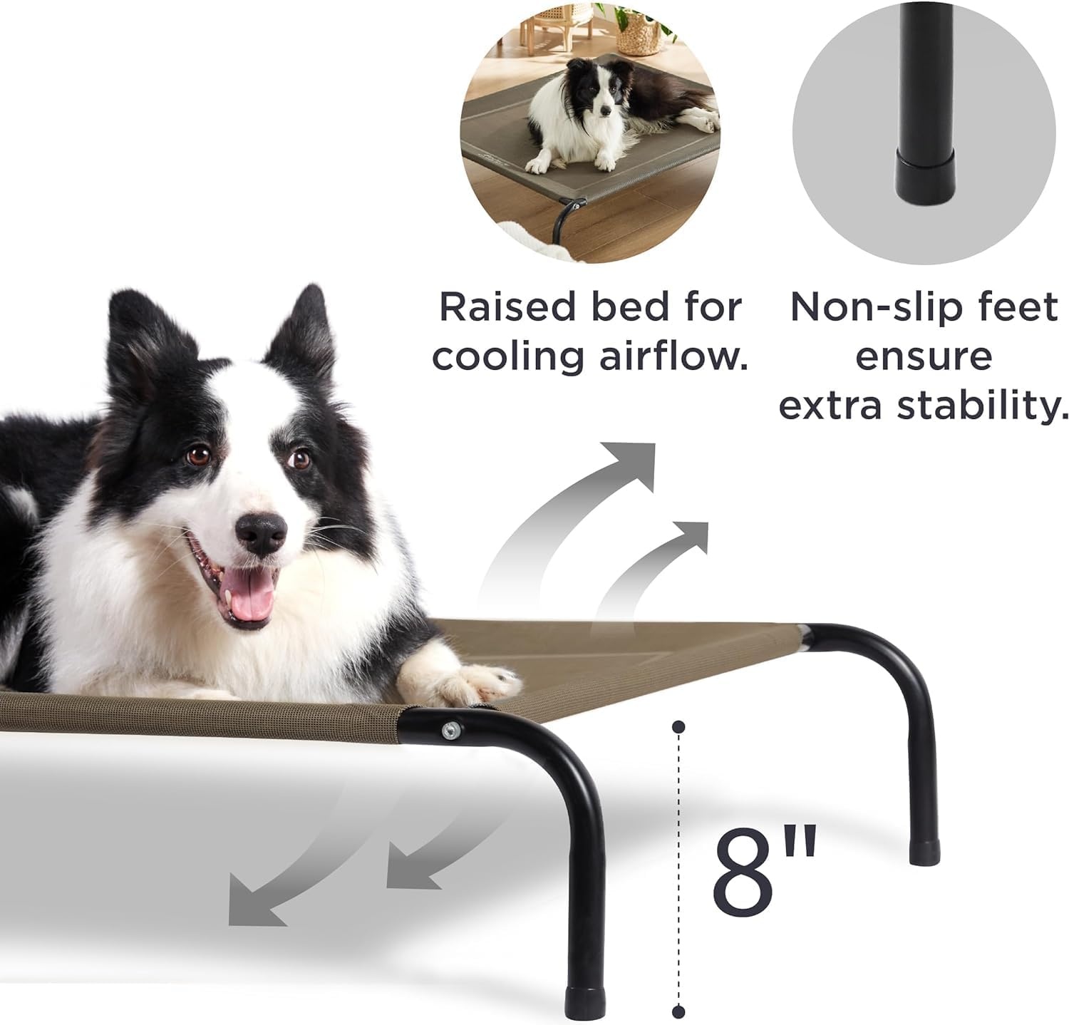 image:imageBedsure Outdoor Elevated Cooling Dog Bed Medium Size Dog 43in Terracotta Portable Raised Camping Pet Cot HammockBreathable Teslin MeshWeather ResistantFor Medium Pet Up to 65 lbsEasy to AssembleBrown