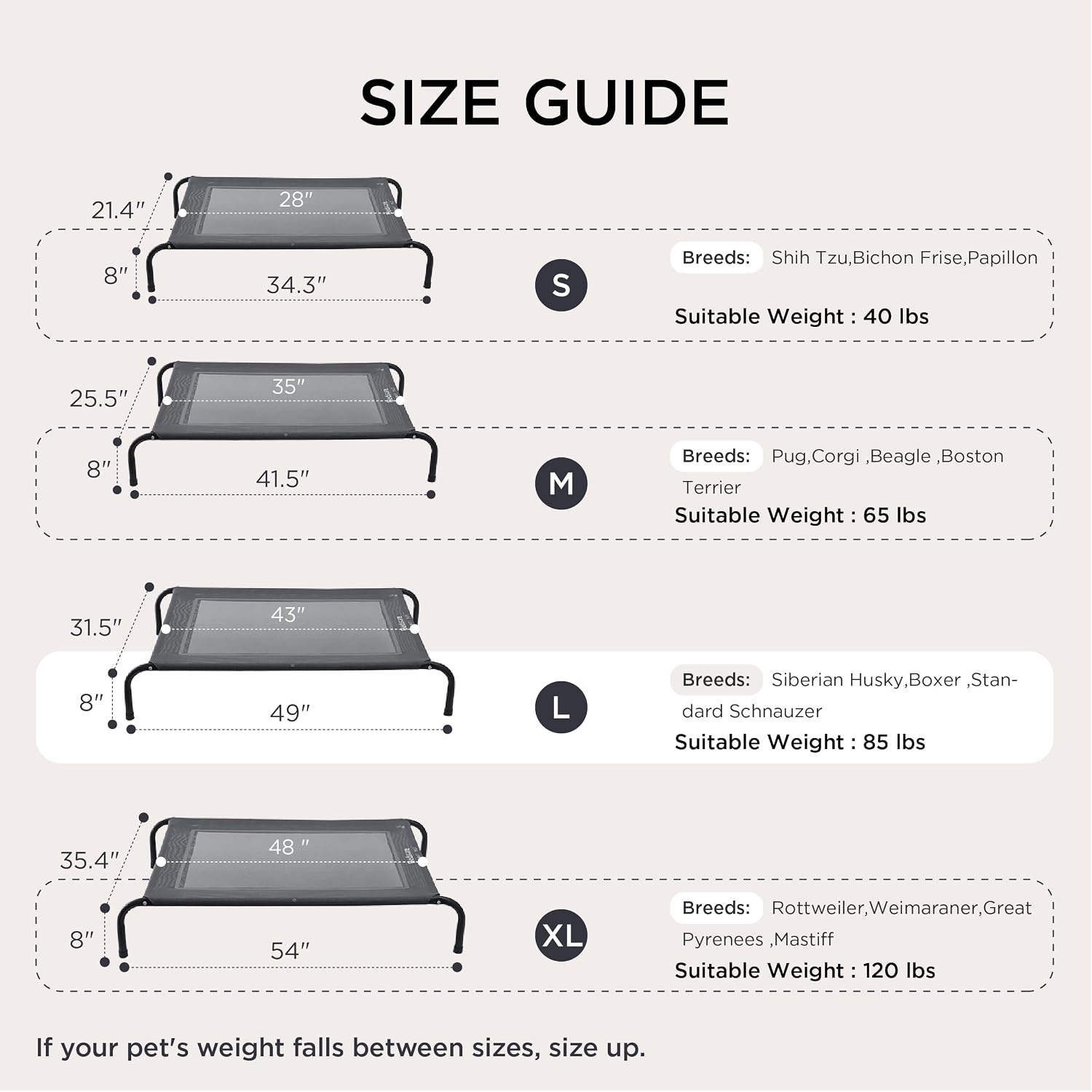image:imageBedsure Outdoor Elevated Cooling Dog Bed Medium Size Dog 43in Terracotta Portable Raised Camping Pet Cot HammockBreathable Teslin MeshWeather ResistantFor Medium Pet Up to 65 lbsEasy to AssembleBlack