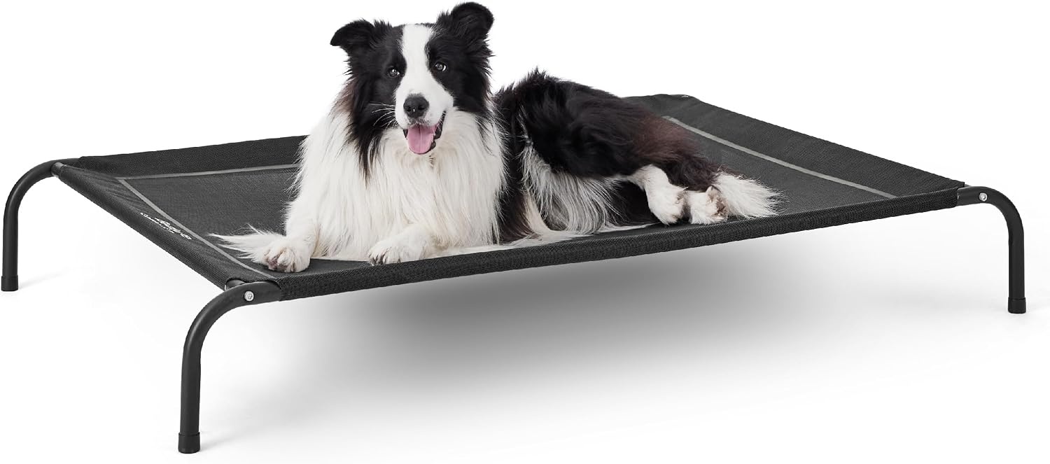 image:imageBedsure Outdoor Elevated Cooling Dog Bed Medium Size Dog 43in Terracotta Portable Raised Camping Pet Cot HammockBreathable Teslin MeshWeather ResistantFor Medium Pet Up to 65 lbsEasy to AssembleBlack