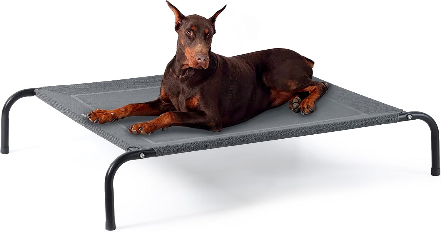 image:imageBedsure Outdoor Elevated Cooling Dog Bed Medium Size Dog 43in Terracotta Portable Raised Camping Pet Cot HammockBreathable Teslin MeshWeather ResistantFor Medium Pet Up to 65 lbsEasy to AssembleGrey