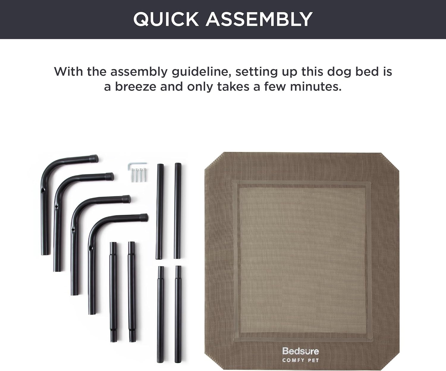 image:imageBedsure Outdoor Elevated Cooling Dog Bed Medium Size Dog 43in Terracotta Portable Raised Camping Pet Cot HammockBreathable Teslin MeshWeather ResistantFor Medium Pet Up to 65 lbsEasy to AssembleBrown