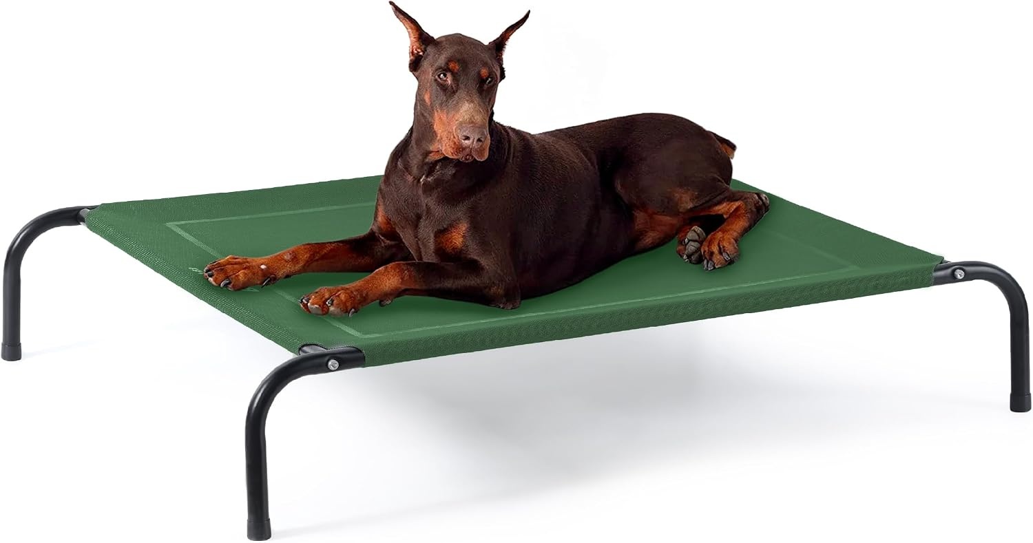 image:imageBedsure Outdoor Elevated Cooling Dog Bed Medium Size Dog 43in Terracotta Portable Raised Camping Pet Cot HammockBreathable Teslin MeshWeather ResistantFor Medium Pet Up to 65 lbsEasy to AssembleGreen