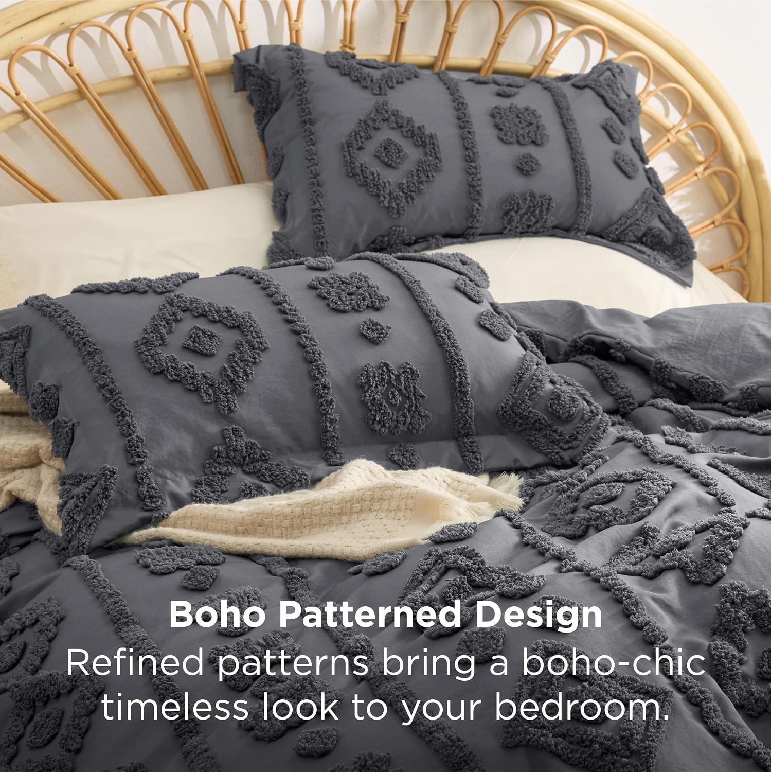 image:imageBedsure Pink King Size Comforter Set GentleSoft 3 Pieces Breathable Bow Comforter Set Women with 2 Pillow Shams Cute King Bedding Set Pink Room Decor Aesthetic Bedroom Decor 104x90 Inches03 Distressed Vintage Dark Grey