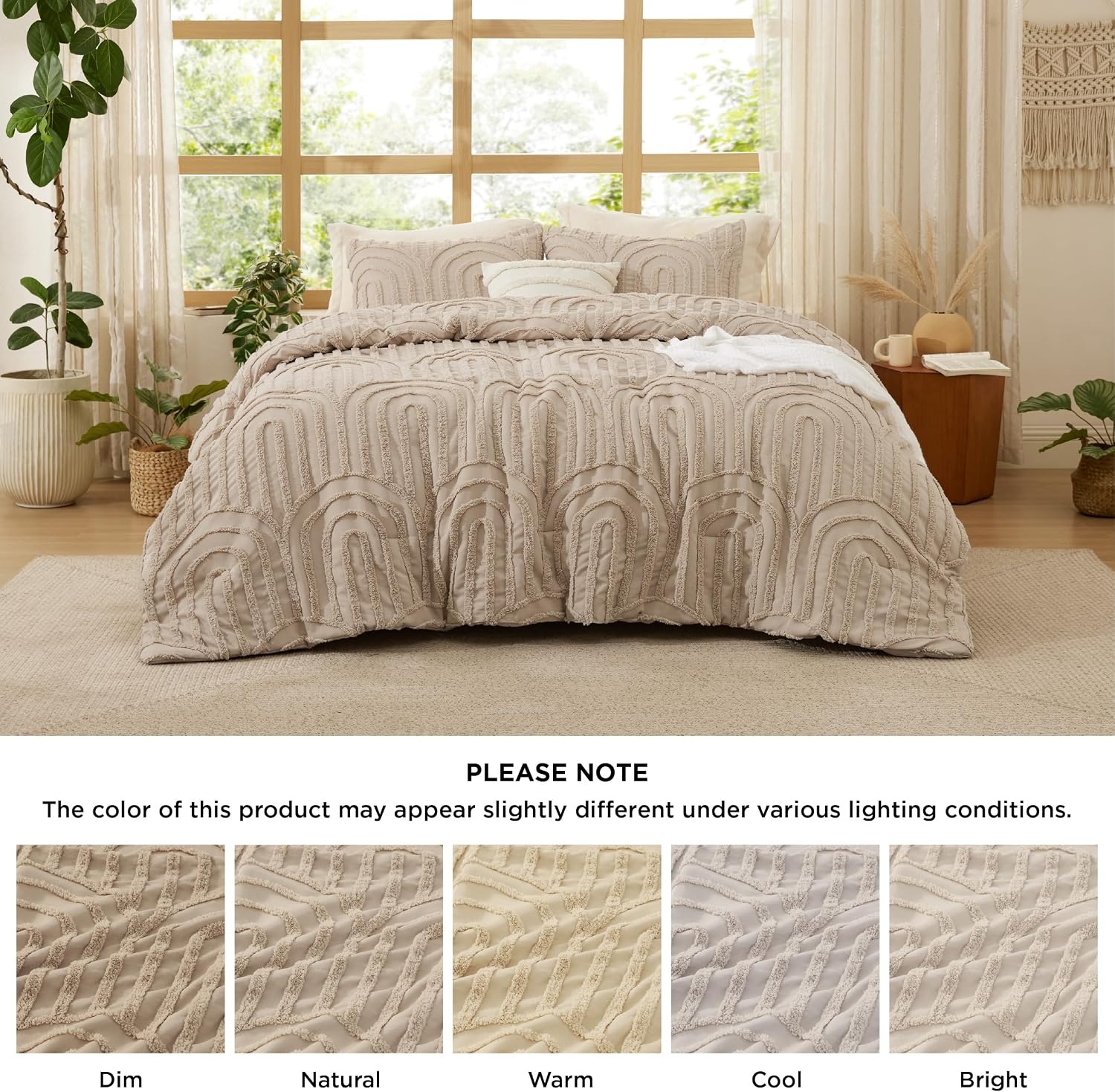 image:imageBedsure Pink King Size Comforter Set GentleSoft 3 Pieces Breathable Bow Comforter Set Women with 2 Pillow Shams Cute King Bedding Set Pink Room Decor Aesthetic Bedroom Decor 104x90 Inches02 Arch Jacquard Khaki
