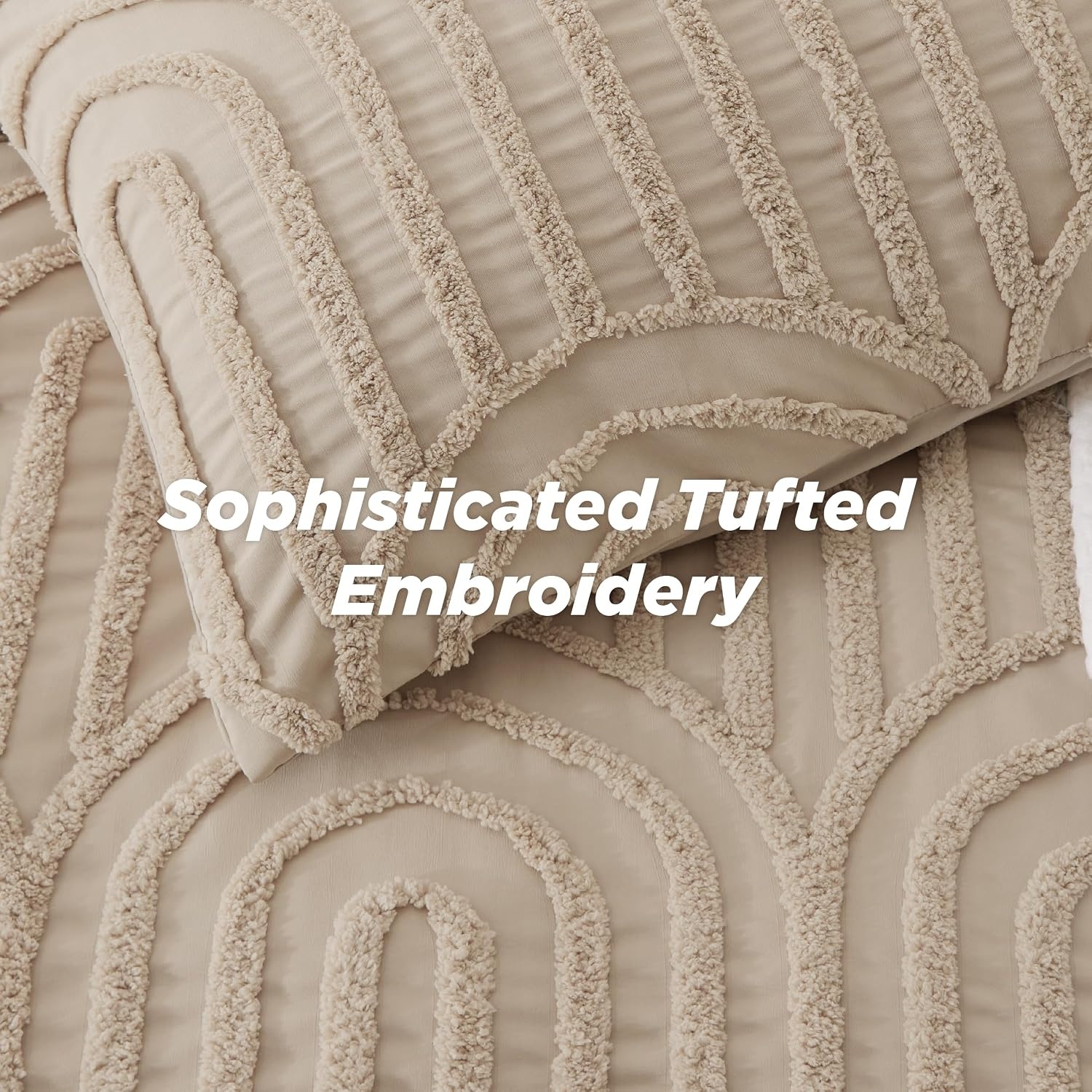 image:imageBedsure Pink King Size Comforter Set GentleSoft 3 Pieces Breathable Bow Comforter Set Women with 2 Pillow Shams Cute King Bedding Set Pink Room Decor Aesthetic Bedroom Decor 104x90 Inches02 Arch Jacquard Khaki