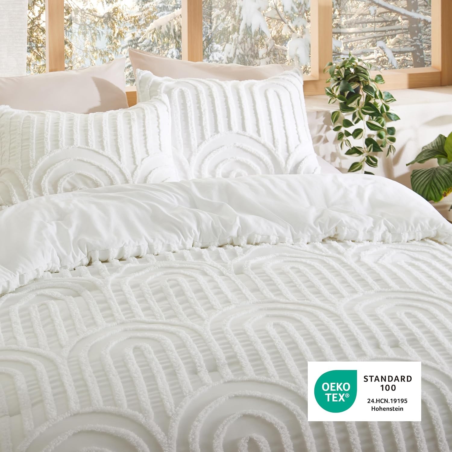 image:imageBedsure Pink King Size Comforter Set GentleSoft 3 Pieces Breathable Bow Comforter Set Women with 2 Pillow Shams Cute King Bedding Set Pink Room Decor Aesthetic Bedroom Decor 104x90 Inches02 Arch Jacquard White