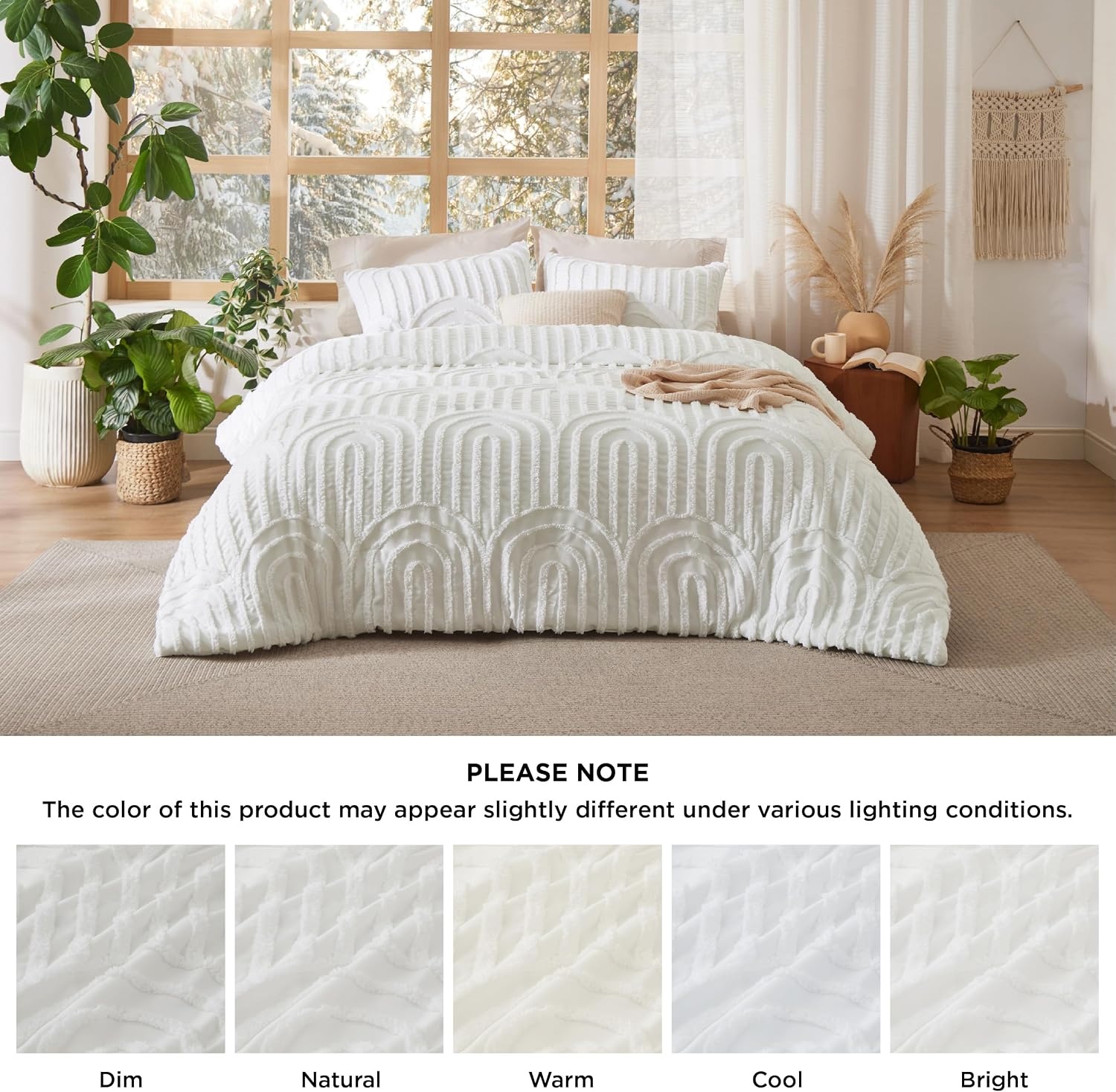 image:imageBedsure Pink King Size Comforter Set GentleSoft 3 Pieces Breathable Bow Comforter Set Women with 2 Pillow Shams Cute King Bedding Set Pink Room Decor Aesthetic Bedroom Decor 104x90 Inches02 Arch Jacquard White