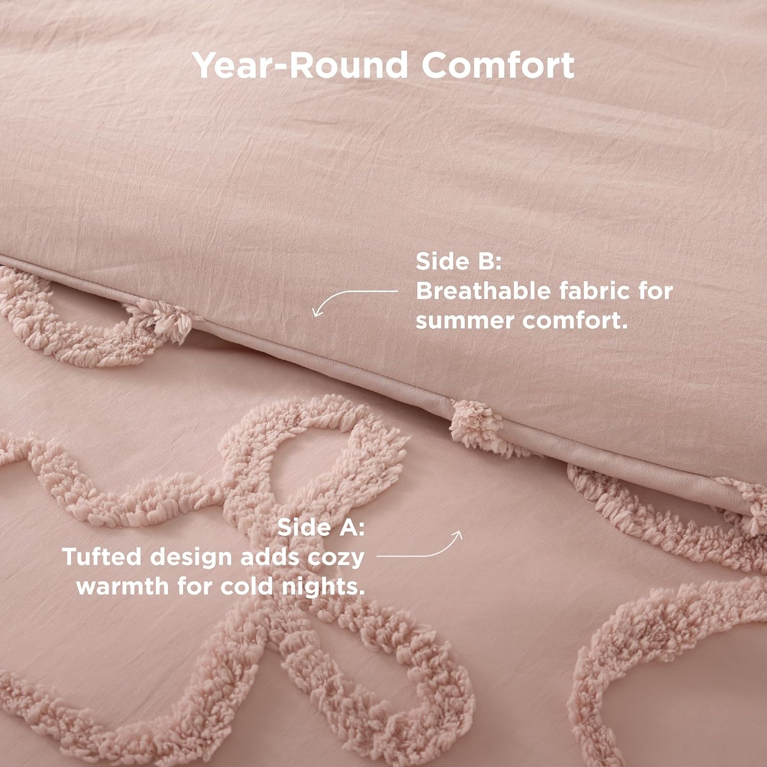 image:imageBedsure Pink King Size Comforter Set GentleSoft 3 Pieces Breathable Bow Comforter Set Women with 2 Pillow Shams Cute King Bedding Set Pink Room Decor Aesthetic Bedroom Decor 104x90 Inches04 Tufted Bow Rose Pink