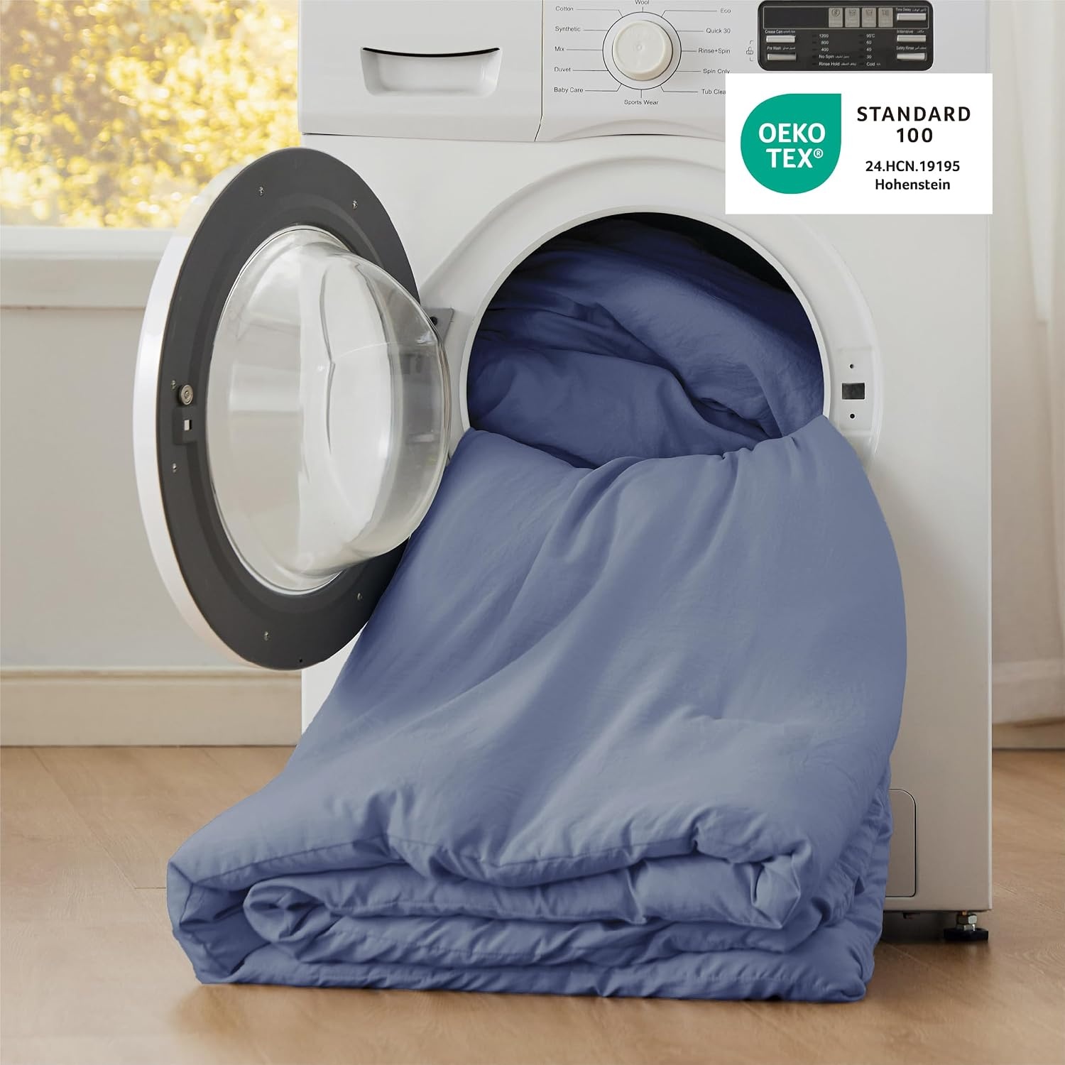 image:imageBedsure Queen Comforter Set Dark Gray Soft Prewashed Bedding for All Seasons 3 Pieces GentleSoft Bed Set 1 Lightweight Comforter 90x90 and 2 Pillowcases 20x2622 Blue