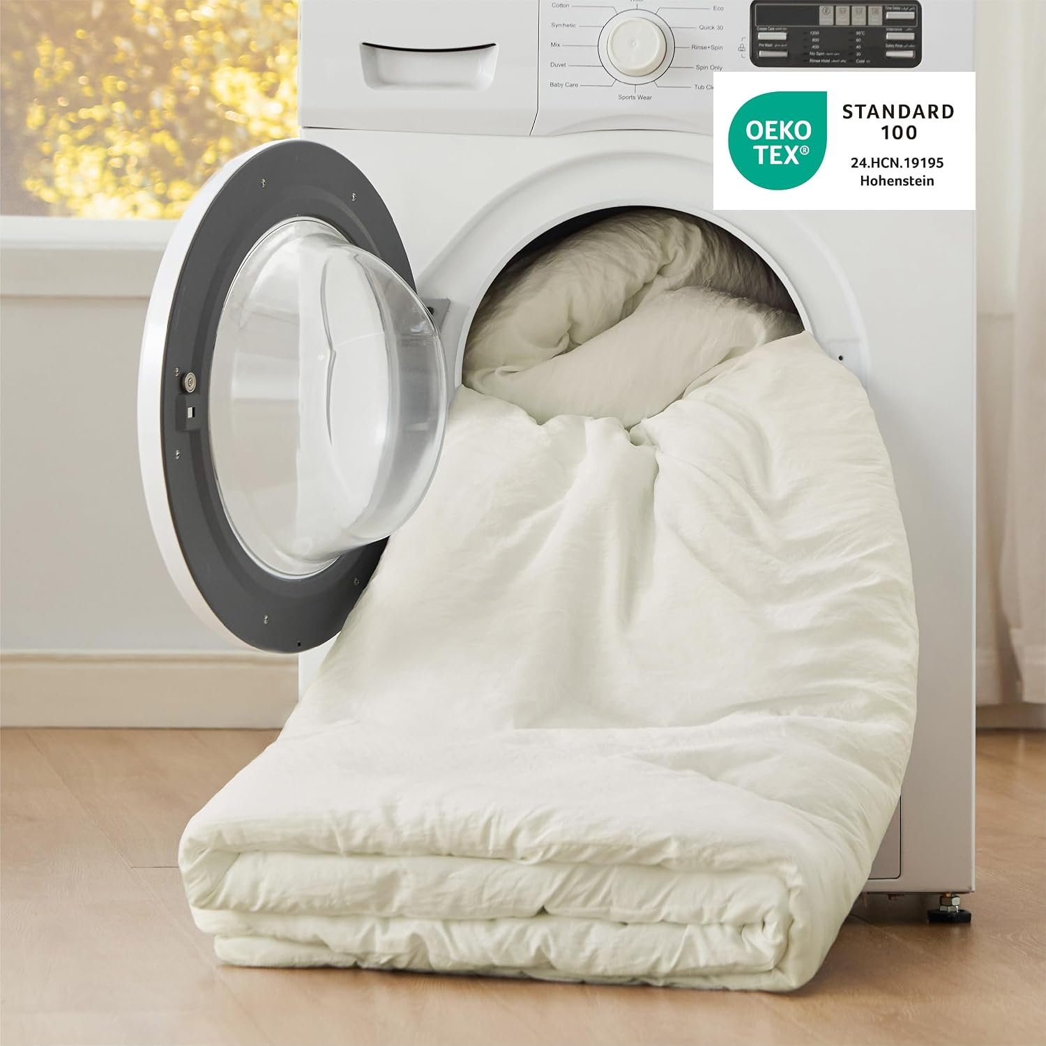 image:imageBedsure Queen Comforter Set Dark Gray Soft Prewashed Bedding for All Seasons 3 Pieces GentleSoft Bed Set 1 Lightweight Comforter 90x90 and 2 Pillowcases 20x2618 Ivory