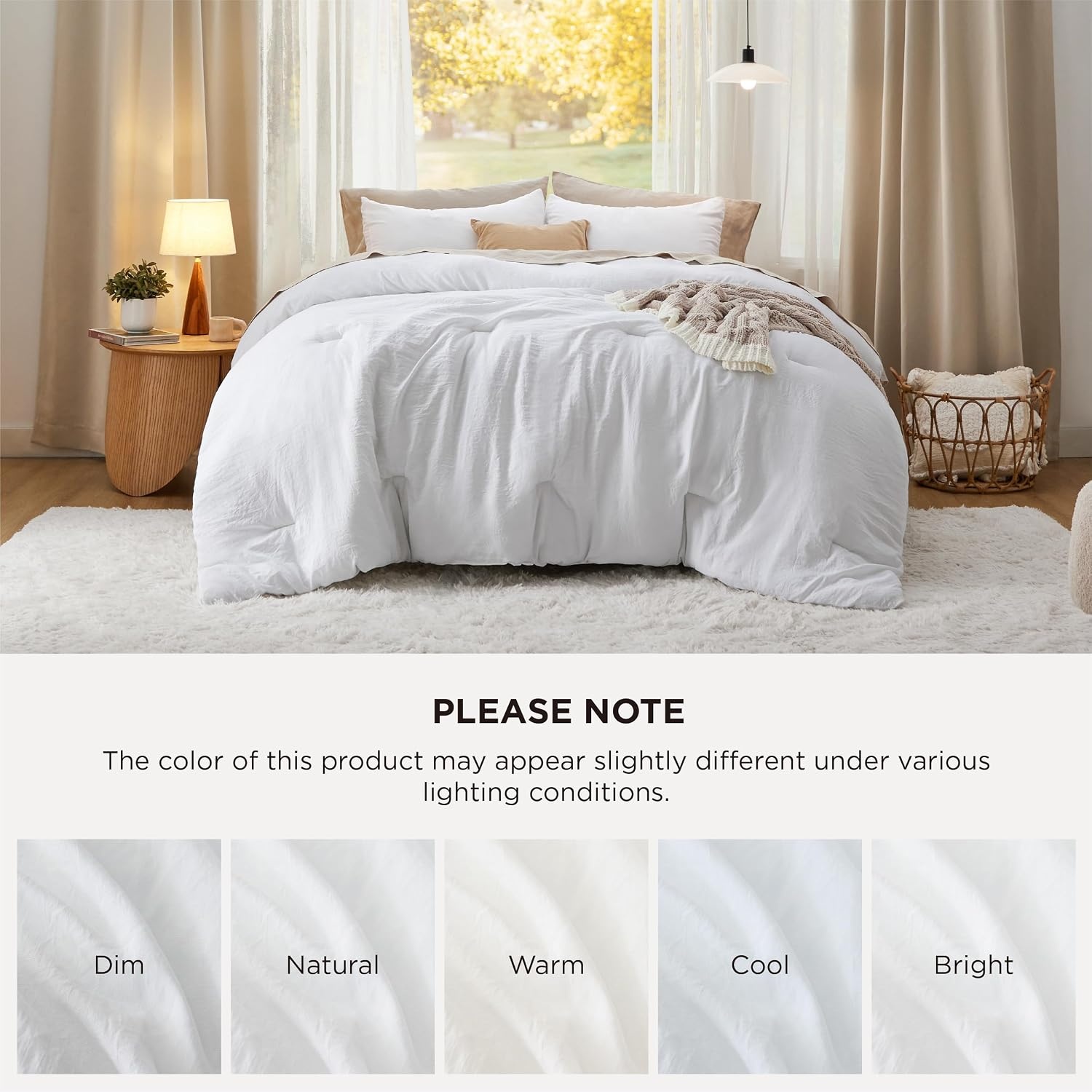 image:imageBedsure Queen Comforter Set Dark Gray Soft Prewashed Bedding for All Seasons 3 Pieces GentleSoft Bed Set 1 Lightweight Comforter 90x90 and 2 Pillowcases 20x2602 White