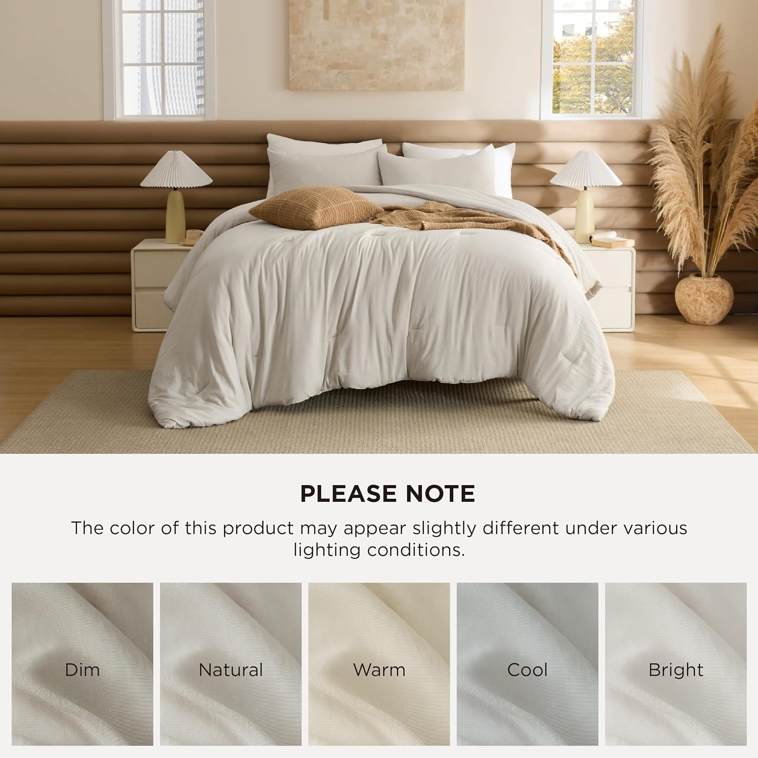 image:imageBedsure Queen Comforter Set Dark Gray Soft Prewashed Bedding for All Seasons 3 Pieces GentleSoft Bed Set 1 Lightweight Comforter 90x90 and 2 Pillowcases 20x2601 Beige