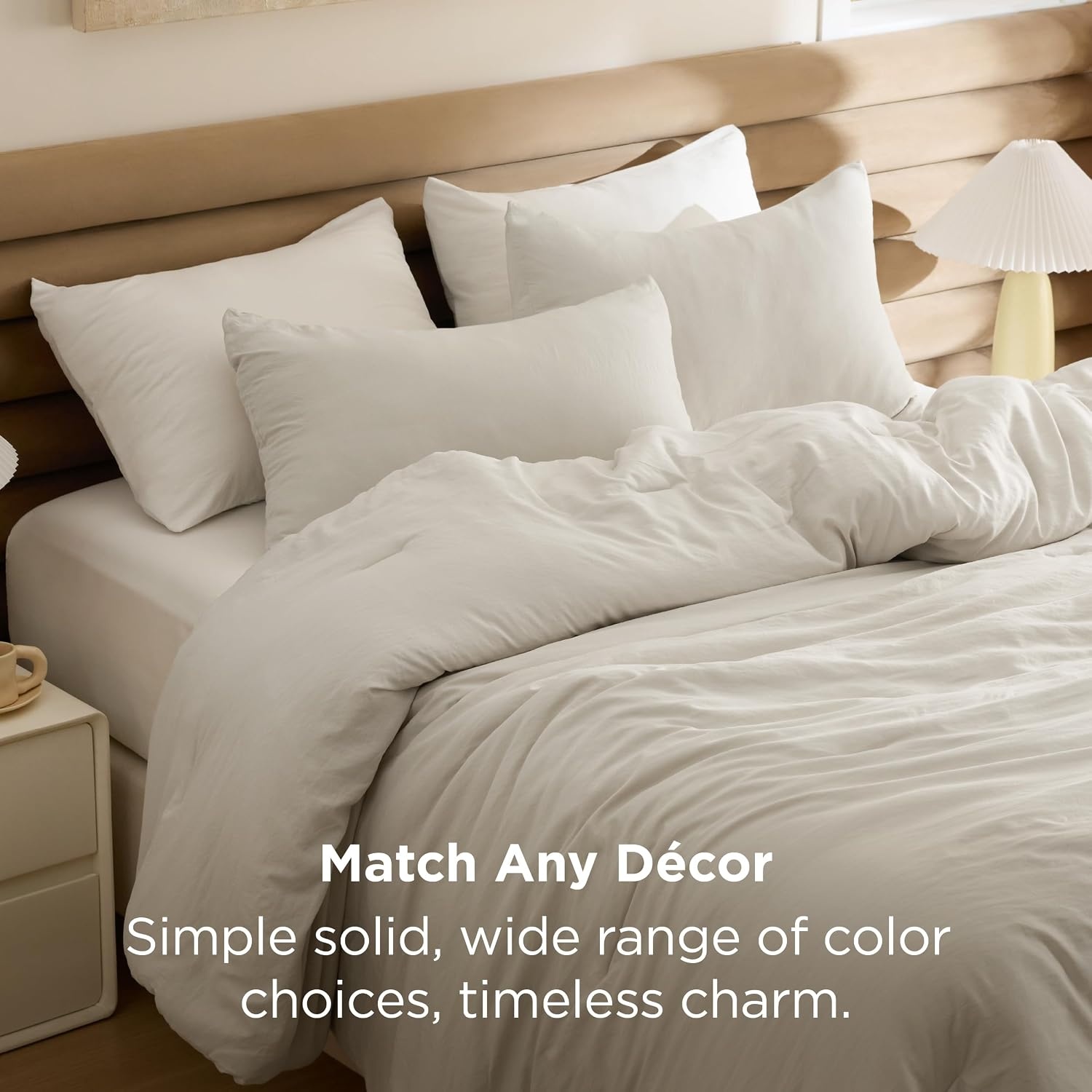 image:imageBedsure Queen Comforter Set Dark Gray Soft Prewashed Bedding for All Seasons 3 Pieces GentleSoft Bed Set 1 Lightweight Comforter 90x90 and 2 Pillowcases 20x2601 Beige