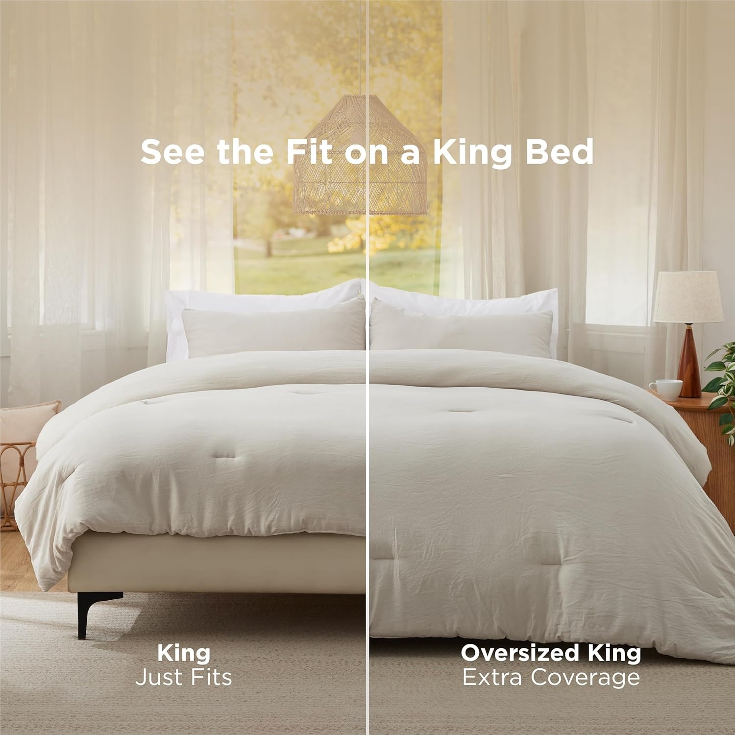 image:imageBedsure Queen Comforter Set Dark Gray Soft Prewashed Bedding for All Seasons 3 Pieces GentleSoft Bed Set 1 Lightweight Comforter 90x90 and 2 Pillowcases 20x2601 Beige