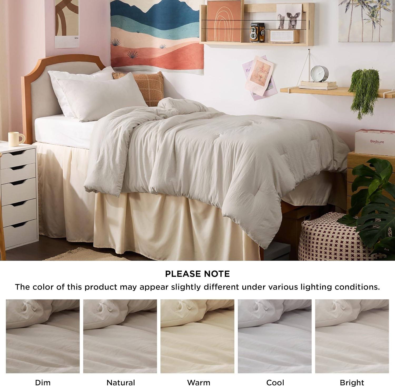 image:imageBedsure Queen Comforter Set Dark Gray Soft Prewashed Bedding for All Seasons 3 Pieces GentleSoft Bed Set 1 Lightweight Comforter 90x90 and 2 Pillowcases 20x2601 Beige