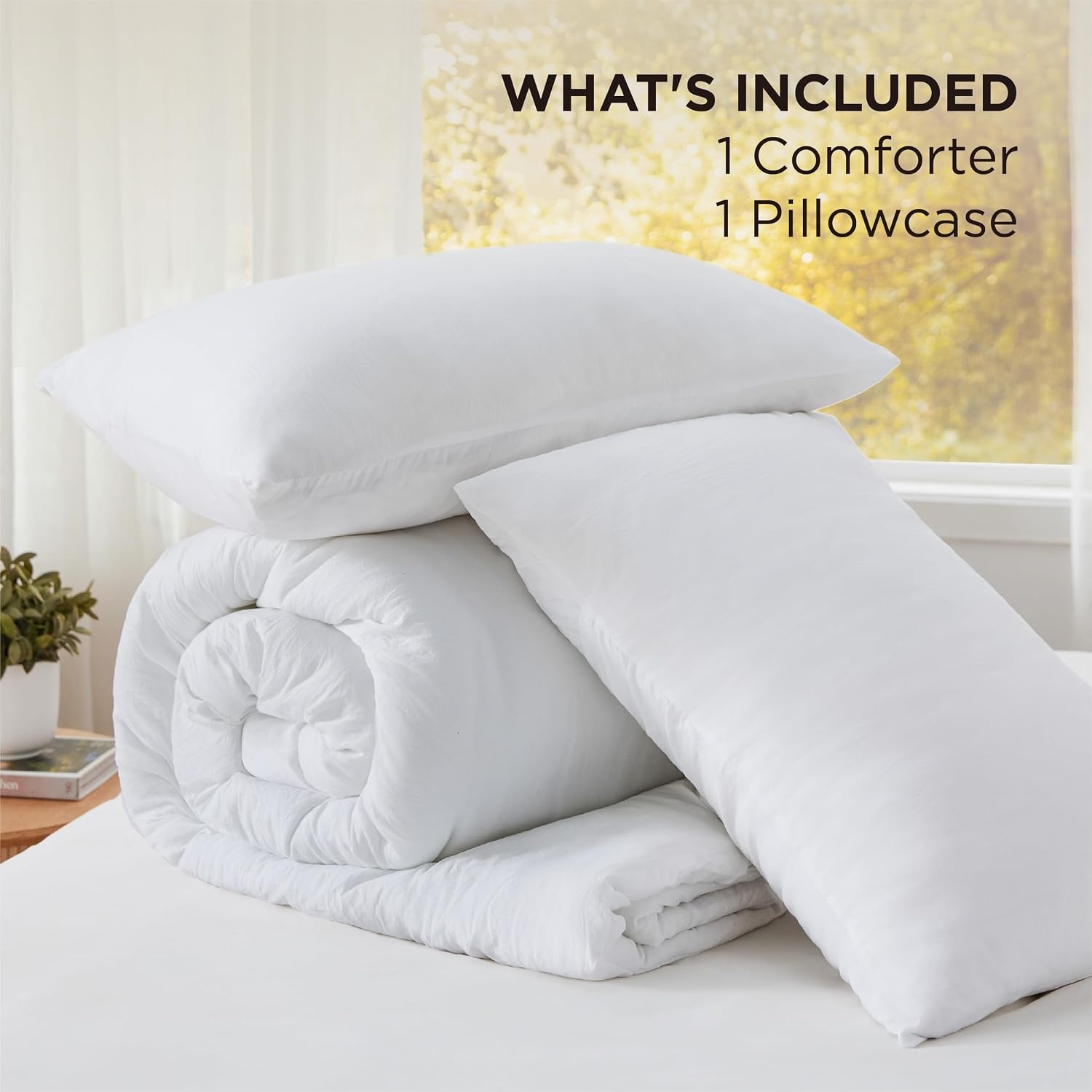 image:imageBedsure Queen Comforter Set Dark Gray Soft Prewashed Bedding for All Seasons 3 Pieces GentleSoft Bed Set 1 Lightweight Comforter 90x90 and 2 Pillowcases 20x2602 White