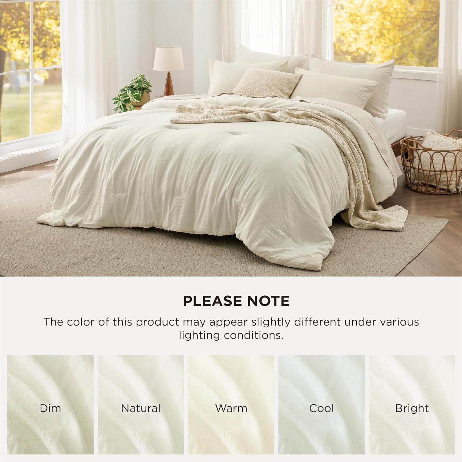 image:imageBedsure Queen Comforter Set Dark Gray Soft Prewashed Bedding for All Seasons 3 Pieces GentleSoft Bed Set 1 Lightweight Comforter 90x90 and 2 Pillowcases 20x2618 Ivory