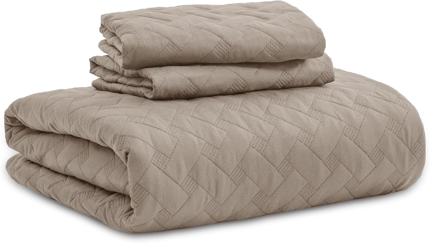 image:imageBedsure Queen Size Quilt Lightweight Comforter Set Mineral Blue Bedspread Coverlet Basket Weave AllSeason Comfort SkinFriendly Soft Breathable Machine Washable 90x96 3 Pcs 2 Pillow Shams12 Taupe