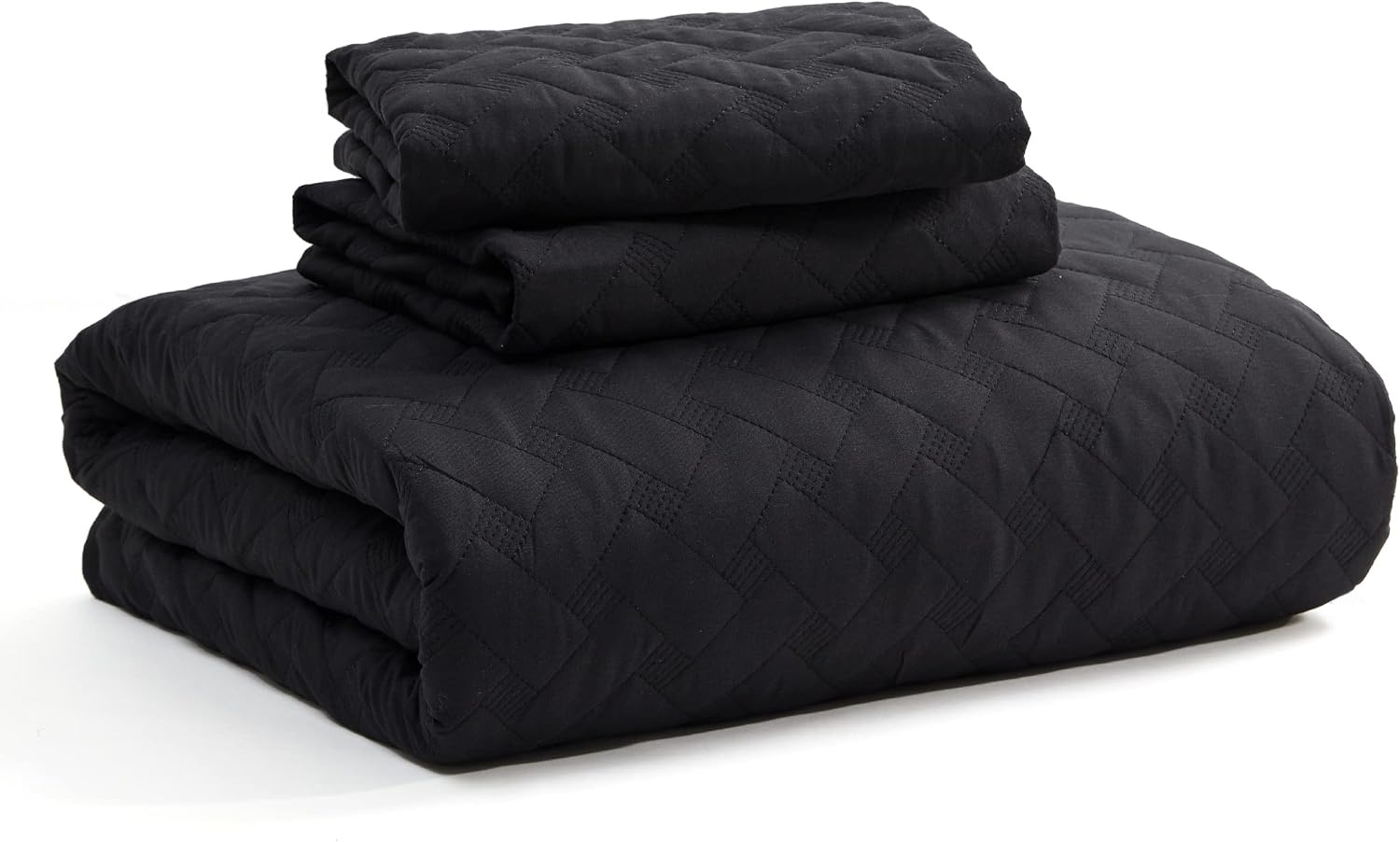 image:imageBedsure Queen Size Quilt Lightweight Comforter Set Mineral Blue Bedspread Coverlet Basket Weave AllSeason Comfort SkinFriendly Soft Breathable Machine Washable 90x96 3 Pcs 2 Pillow Shams17 Black