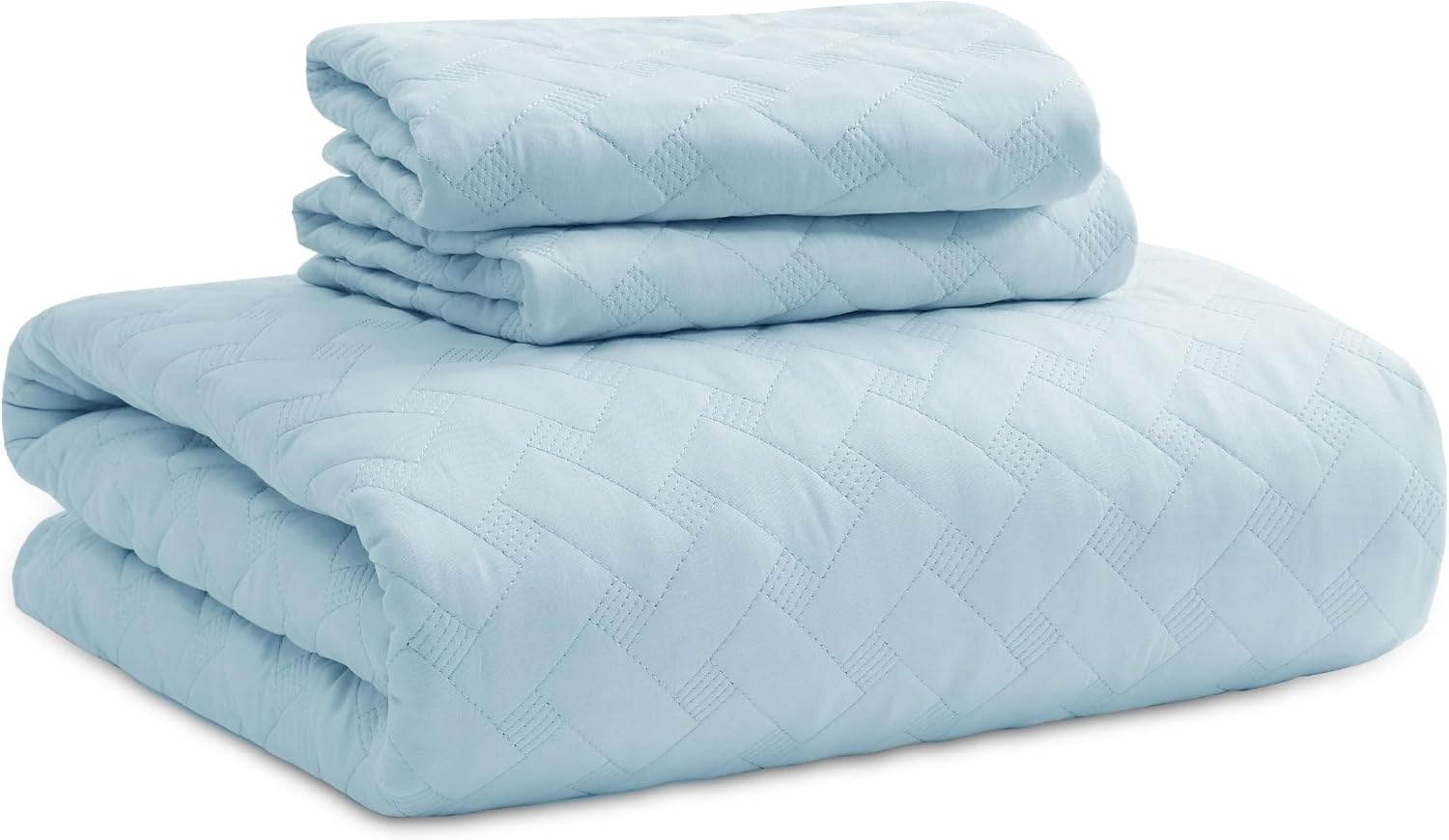 image:imageBedsure Queen Size Quilt Lightweight Comforter Set Mineral Blue Bedspread Coverlet Basket Weave AllSeason Comfort SkinFriendly Soft Breathable Machine Washable 90x96 3 Pcs 2 Pillow Shams25 Sky Blue