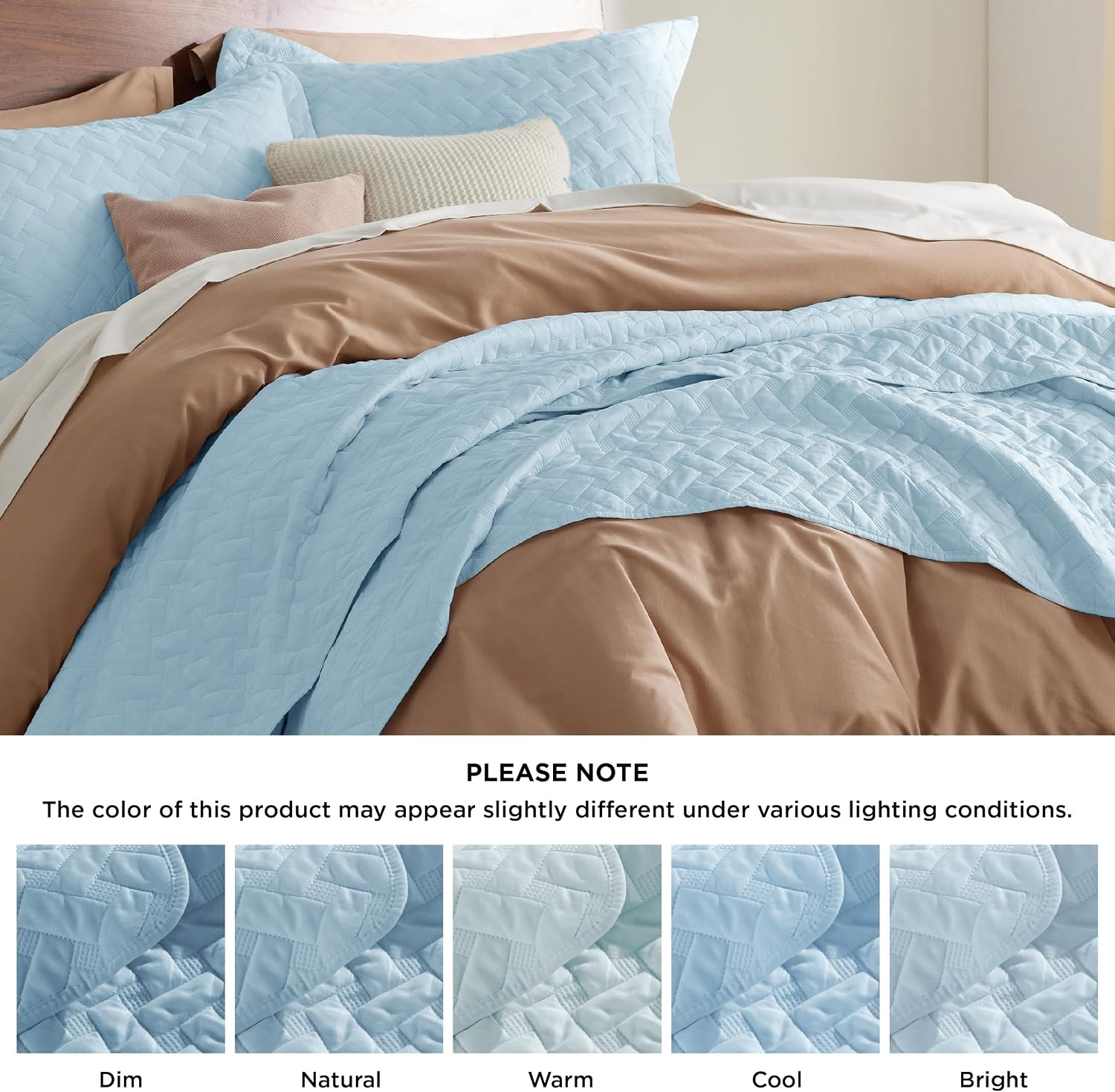 image:imageBedsure Queen Size Quilt Lightweight Comforter Set Mineral Blue Bedspread Coverlet Basket Weave AllSeason Comfort SkinFriendly Soft Breathable Machine Washable 90x96 3 Pcs 2 Pillow Shams25 Sky Blue